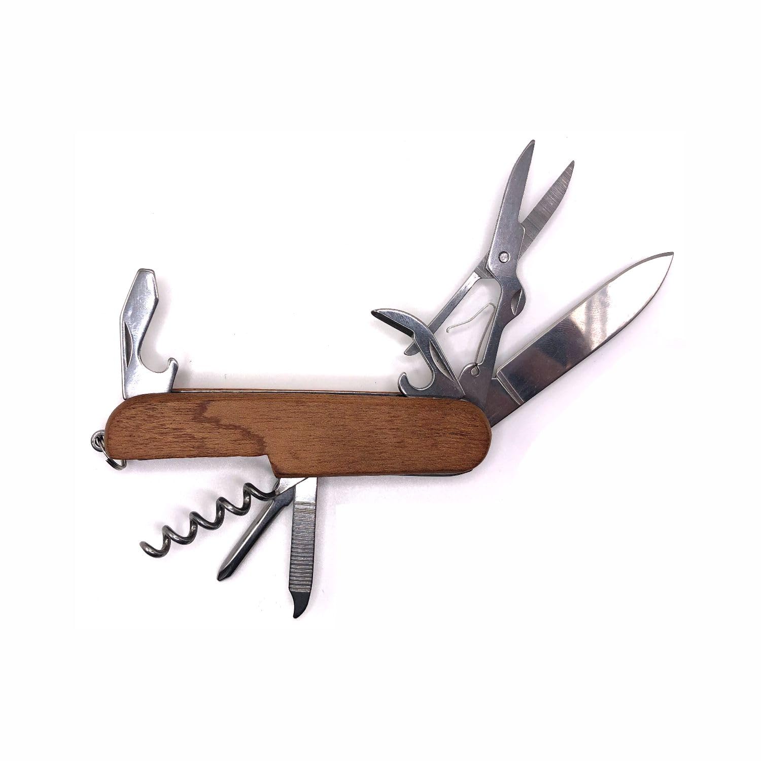 8-in-1 Multi-Tool Pocket Folding Knife with Laser Engraved Dark Wood Handle - Perfect Gift for Dad, Grandpa, Camping, Hiking & Outdoor Adventures