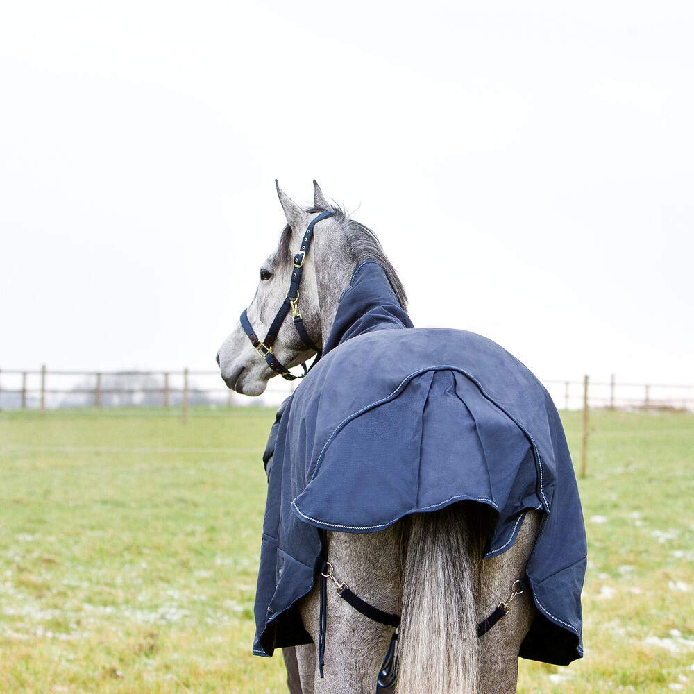 HORZE Avalanche 1200D Ripstop High Neck Medium Weight Waterproof Horse Turnout Blanket (150g Fill) - Peacoat Dark Blue - 75 inch - Ideal for Cold Weather Horse Riding and Stable Use