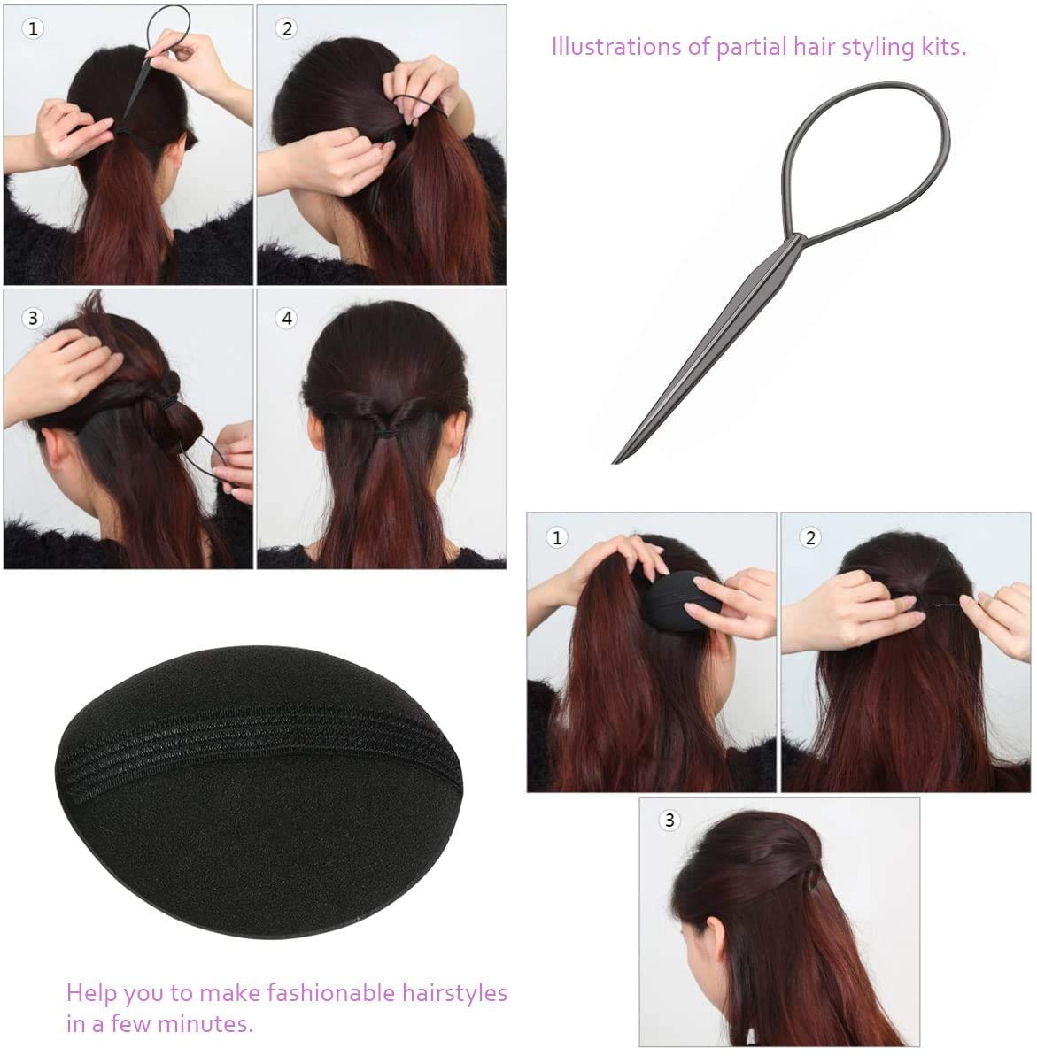 26 Pcs Hair Bun Crown Shapers & Braid Tool Set for Women & Girls - DIY Bun Maker, Clip, Curler, Roller & Twist Donut Styling Accessories Kit - Perfect for Updos, Weddings, Prom & Everyday Hairstyles