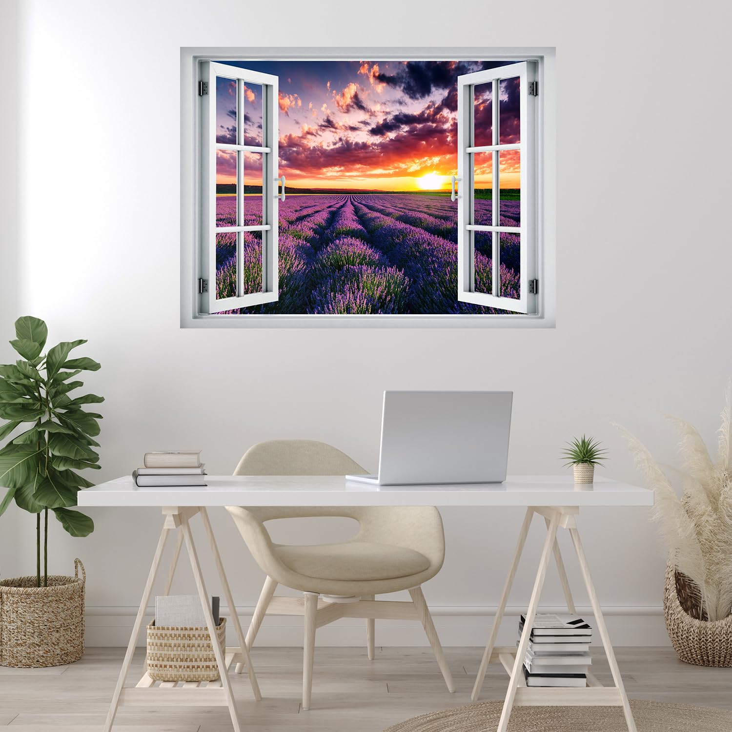Wall26 Removable Sunset Purple Lavender Flower Garden Wall Sticker - 24