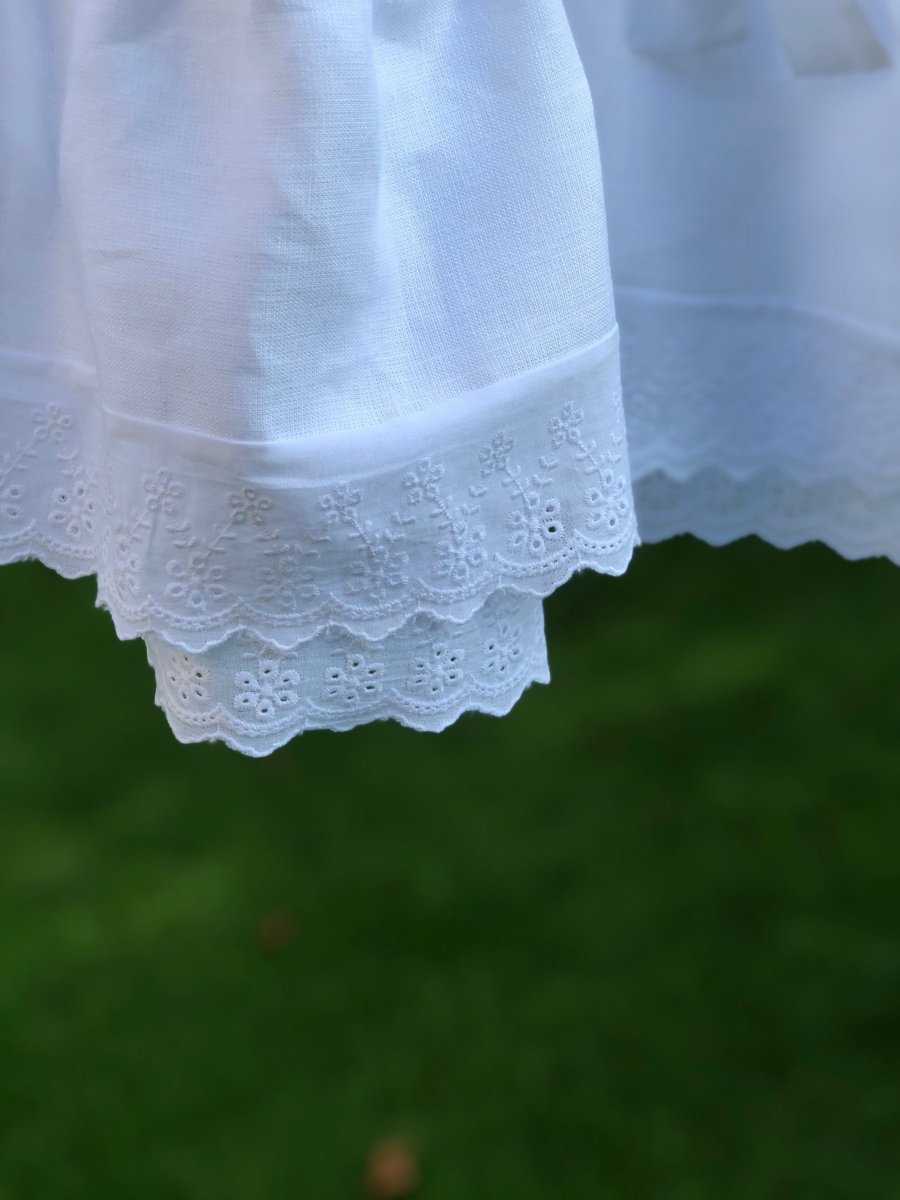 Elegant White Linen Ruffle Bow Valance - Premium Window Treatment for Bedroom & Living Room Decor