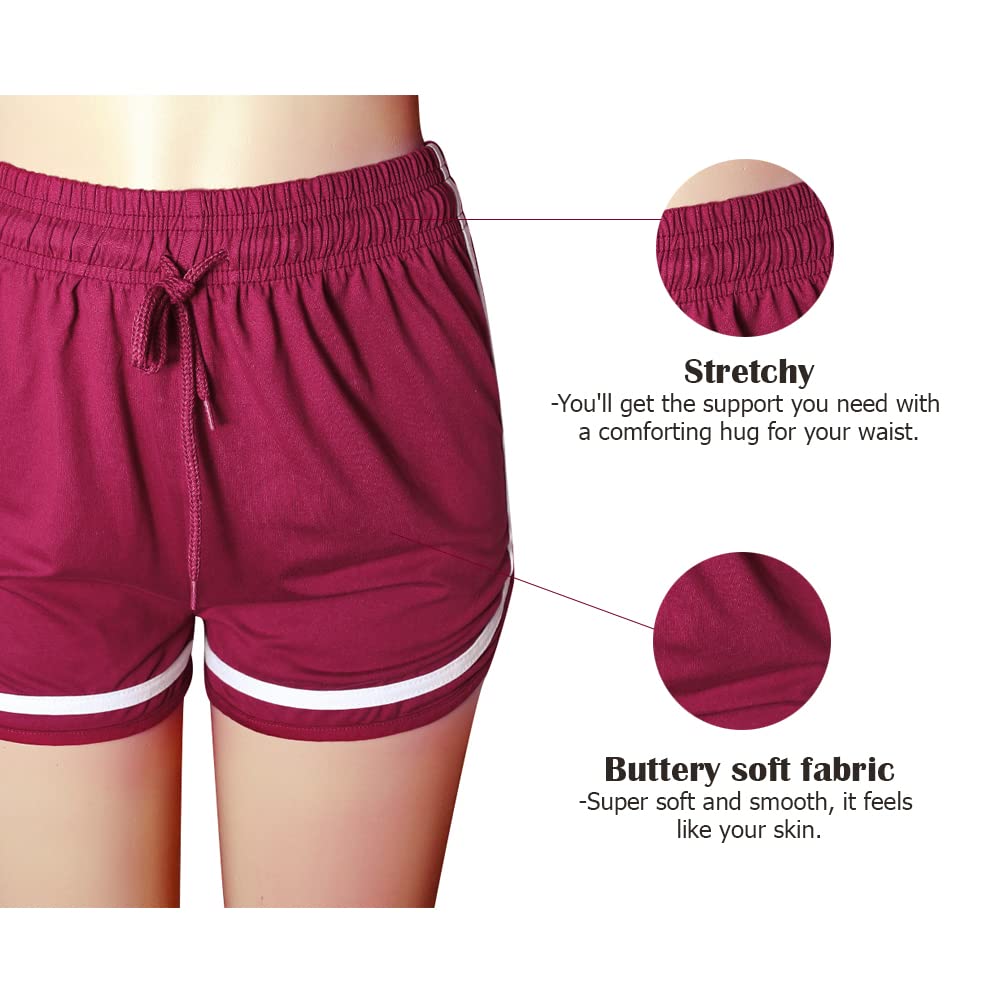 Women's Athletic Workout Shorts - Gym, Yoga, Running & Fitness Sports Shorts for Women - Comfortable Lounge Short Pants for Exercise, Training & Casual Wear