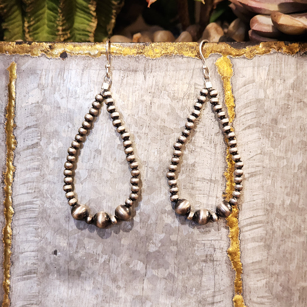 Authentic Jade Navajo Pearl Teardrop Earrings – Handmade Sterling Silver Dangle Earrings for Women | Perfect for Boho, Native American, and Southwest Fashion