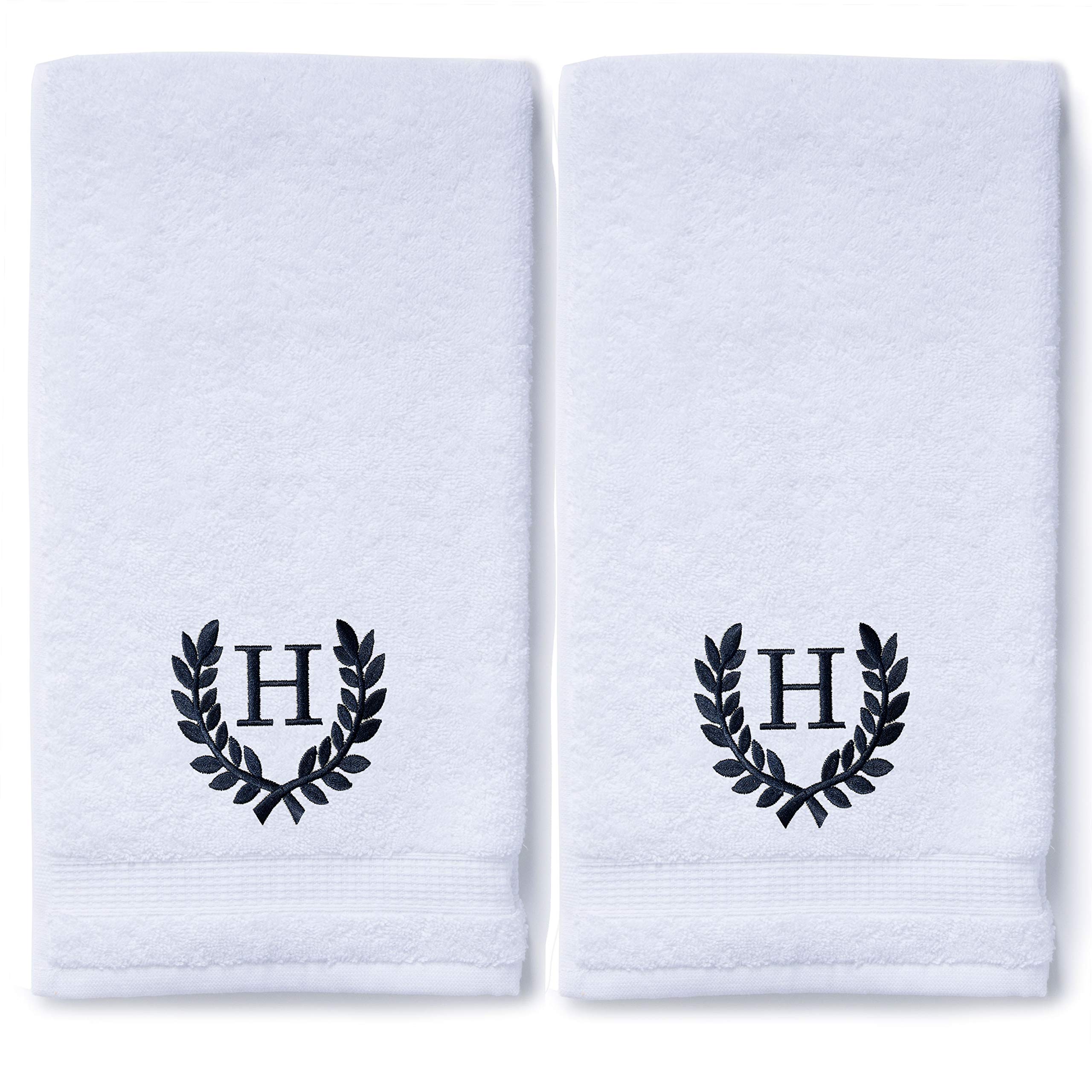 Personalized Monogrammed Hand Towels for Bathroom & Kitchen - Luxury Turkish Spa Towel Set of 2 (16x30 Inch) | Wedding Gift, Bridal Shower Present | Custom Roman Font Embroidery | Perfect for Guest Bathrooms, Makeup Vanity & Spa Days