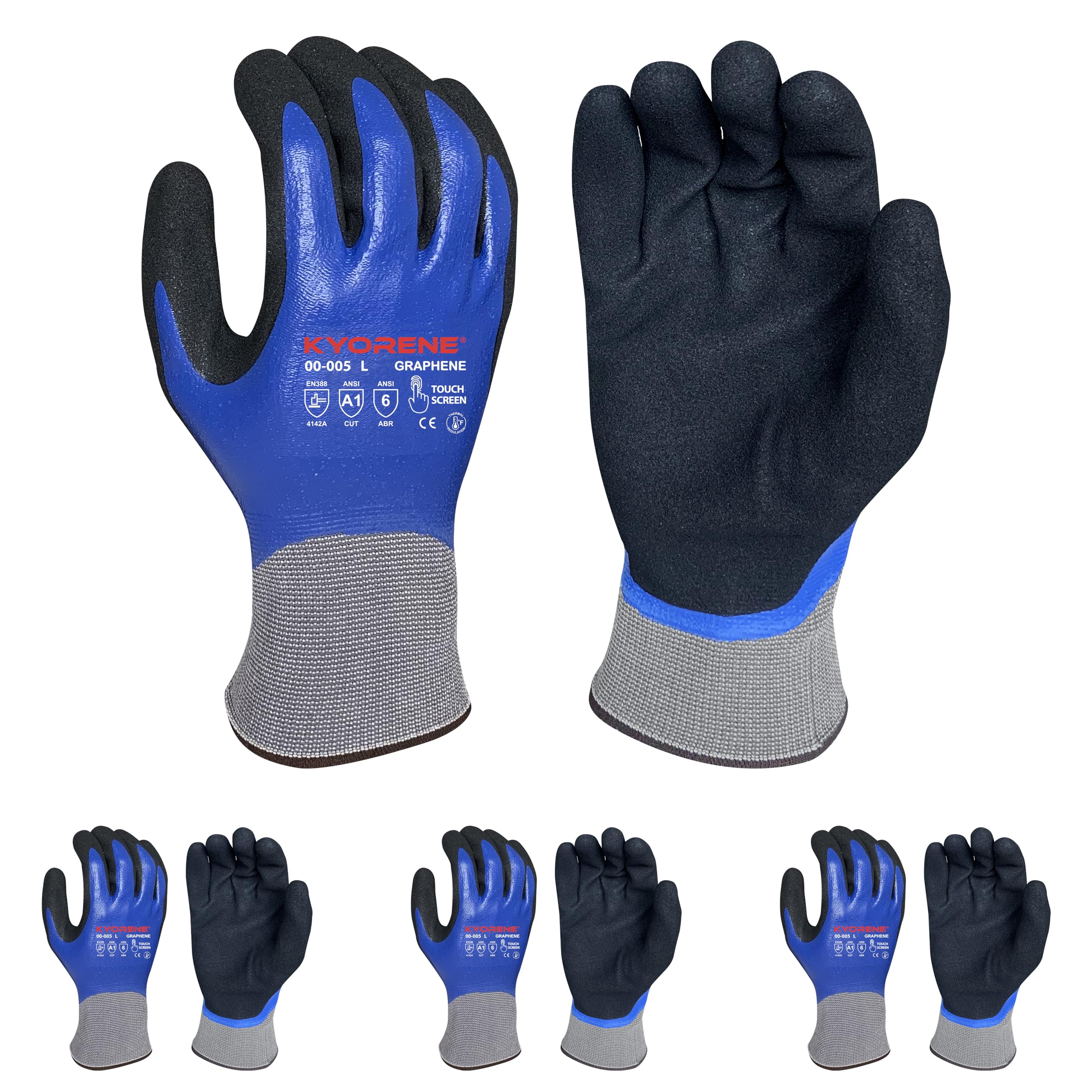 Armor Guys Kyorene Protective Work Gloves – Full Nitrile Coated, Tear & Abrasion Resistant Graphene Gloves – Oil & Water Resistant for Manufacturing, Maintenance & Construction (Size M, 3/Pack) – Ideal for Automotive Repair, Warehouse Work & Heavy Duty Tasks