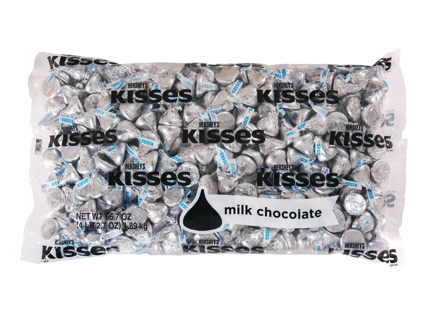 HERSHEY'S Kisses Milk Chocolate Candy, 66.7 Ounce Bulk Bag - Perfect for Parties, Holidays, Baking & Gift Giving