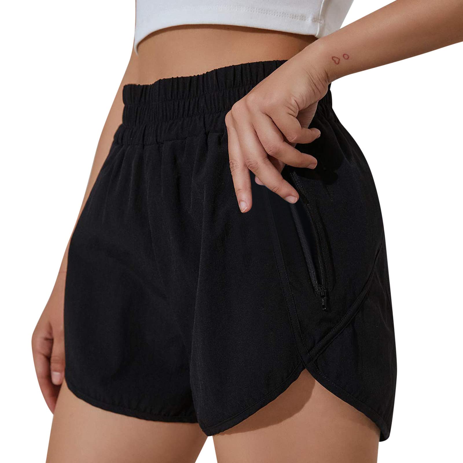 Women's Athletic Running Shorts with Waistband & Pockets - Quick Dry Workout Shorts for Running, Yoga, Gym & Outdoor Activities