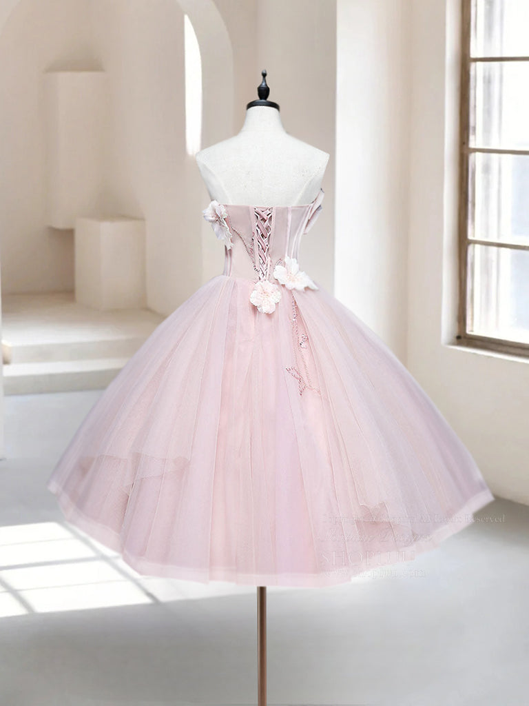 Elegant A-Line Tulle Beads Pink Short Prom Dress | Homecoming Party Dress for Teens | Perfect for Prom Night, Homecoming Dance & Special Occasions