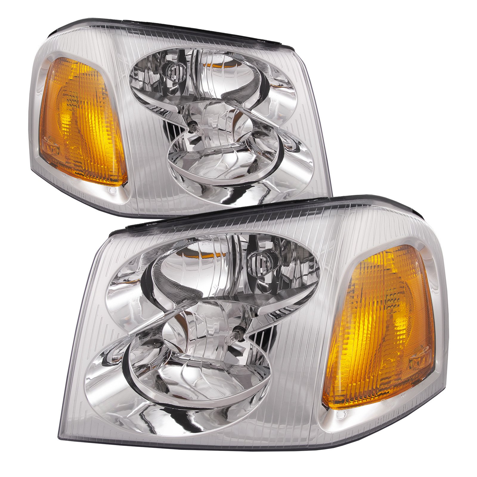 HEADLIGHTSDEPOT Chrome Housing Halogen Headlights Pair - Left & Right Compatible with Itasca Suncruiser 2006-2009 | Replacement for RV Motorhome Lighting Upgrade | Perfect for Night Driving & Camping Adventures