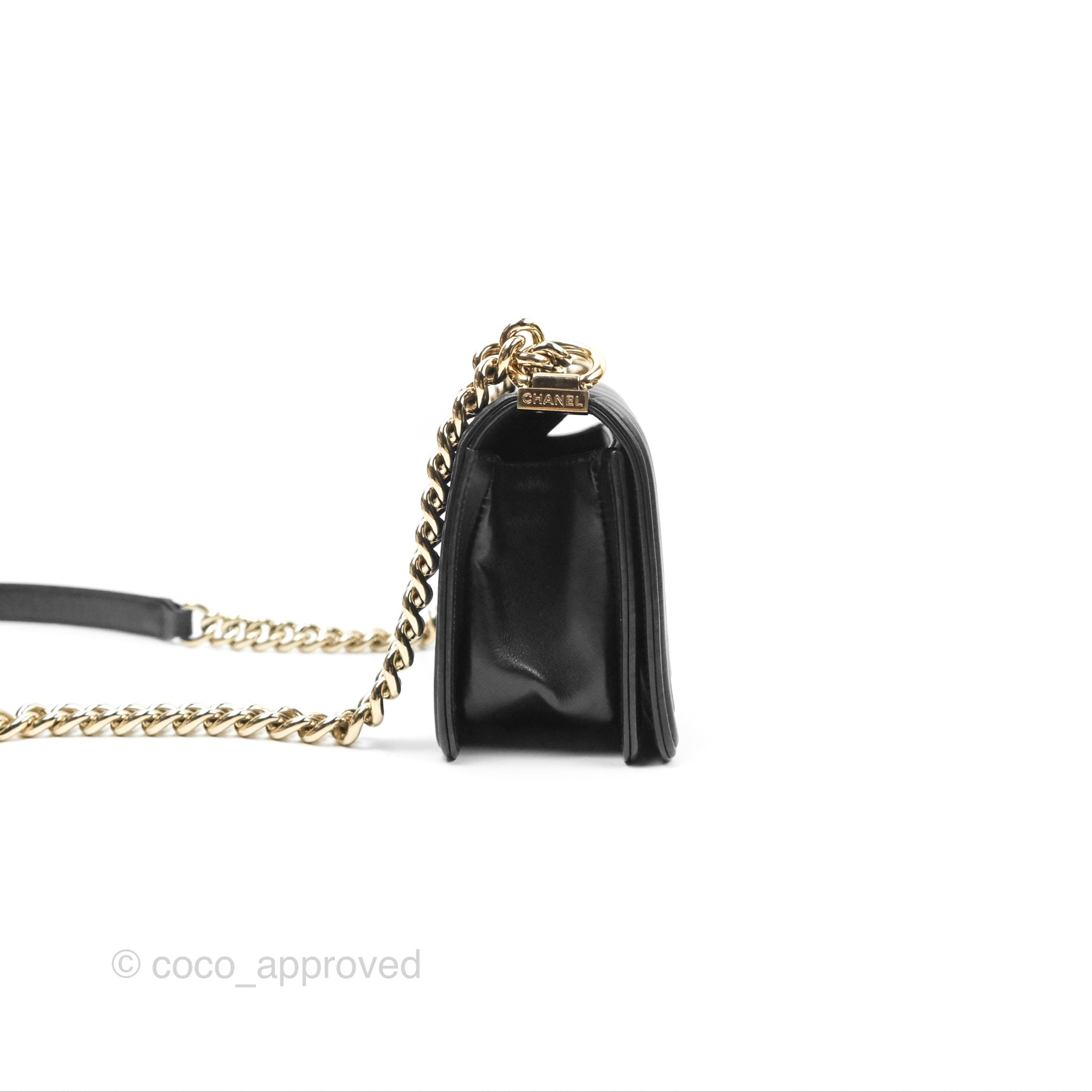 Chanel Chevron Small Boy Bag in Black Calfskin with Gold Hardware - Luxury Crossbody Bag for Women, Perfect for Evening Events & Date Nights