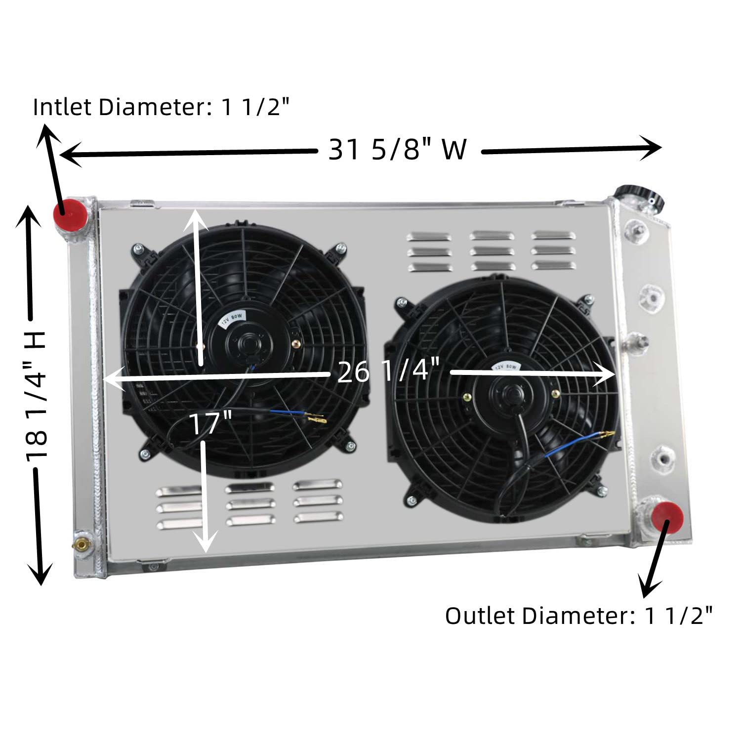ALLOYWORKS CC162 Aluminum Radiator with Dual 12