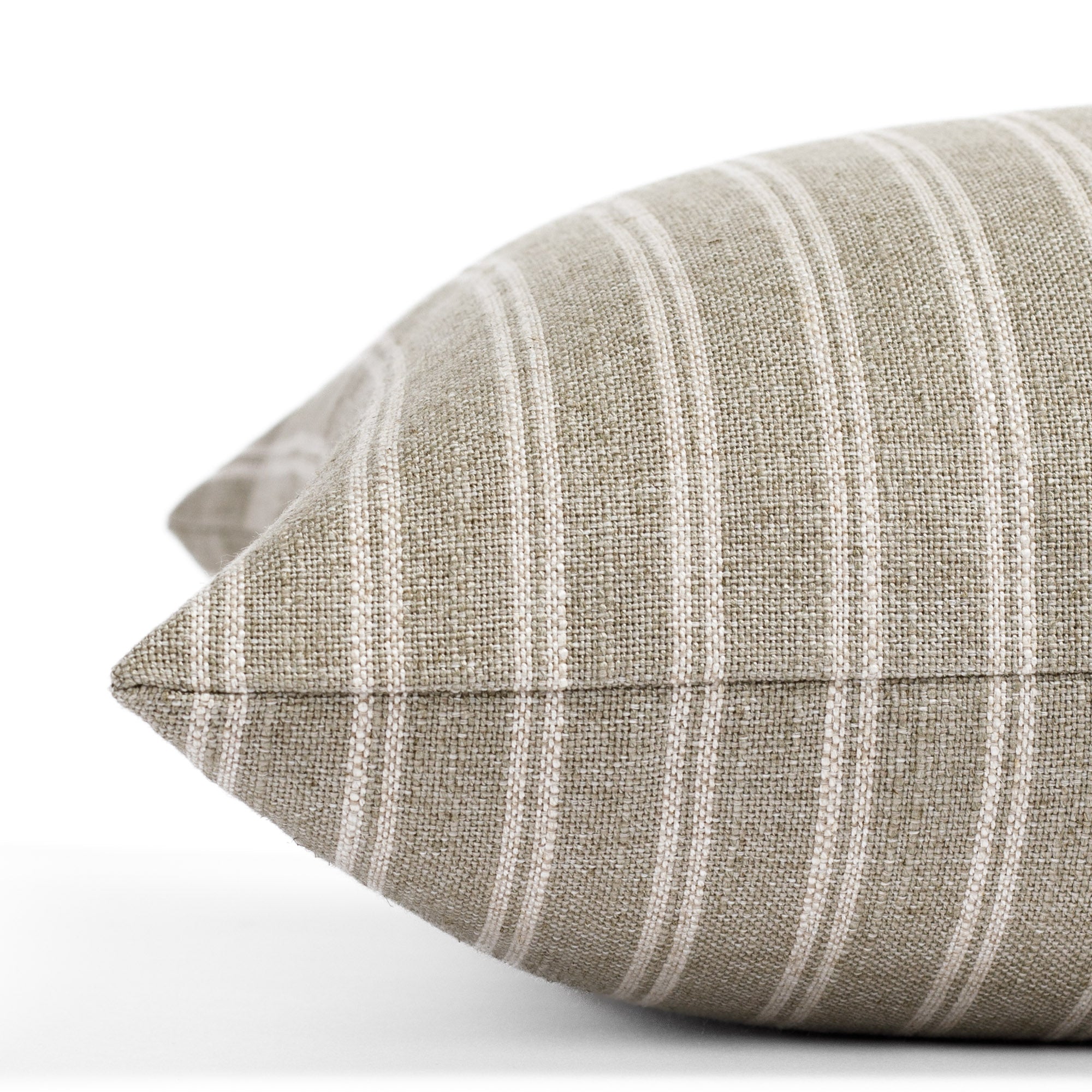 Conway Stripe 20x20 Decorative Throw Pillow Cover - Sage Green Cotton Linen Blend Cushion Case for Sofa, Bed, Living Room & Home Decor