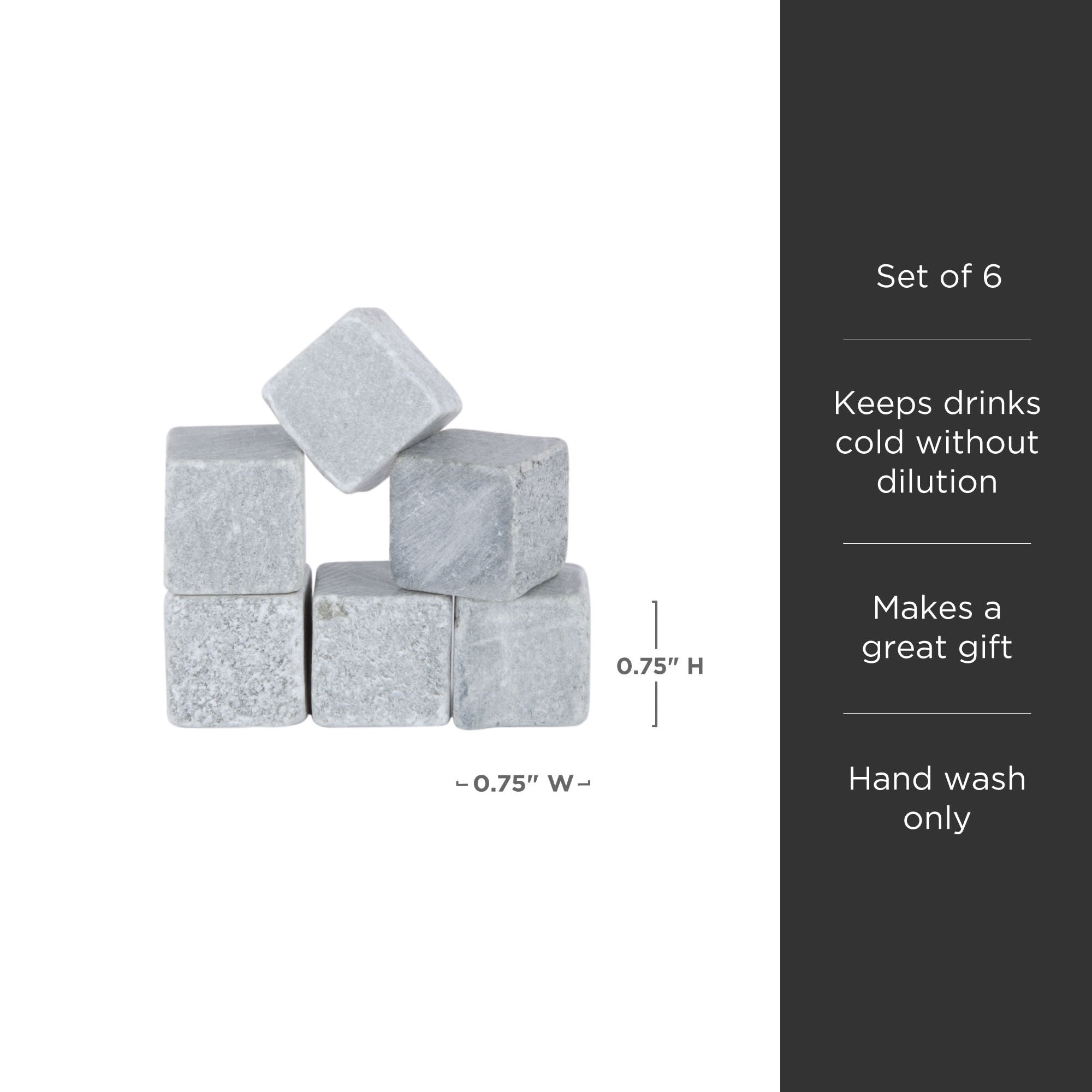 Premium Soapstone Cube Set of 6 - Natural Glacier Rocks for Whiskey Stones, Home Decor & Massage Therapy | Perfect for Chilling Drinks, Zen Gardens & Spa Treatments