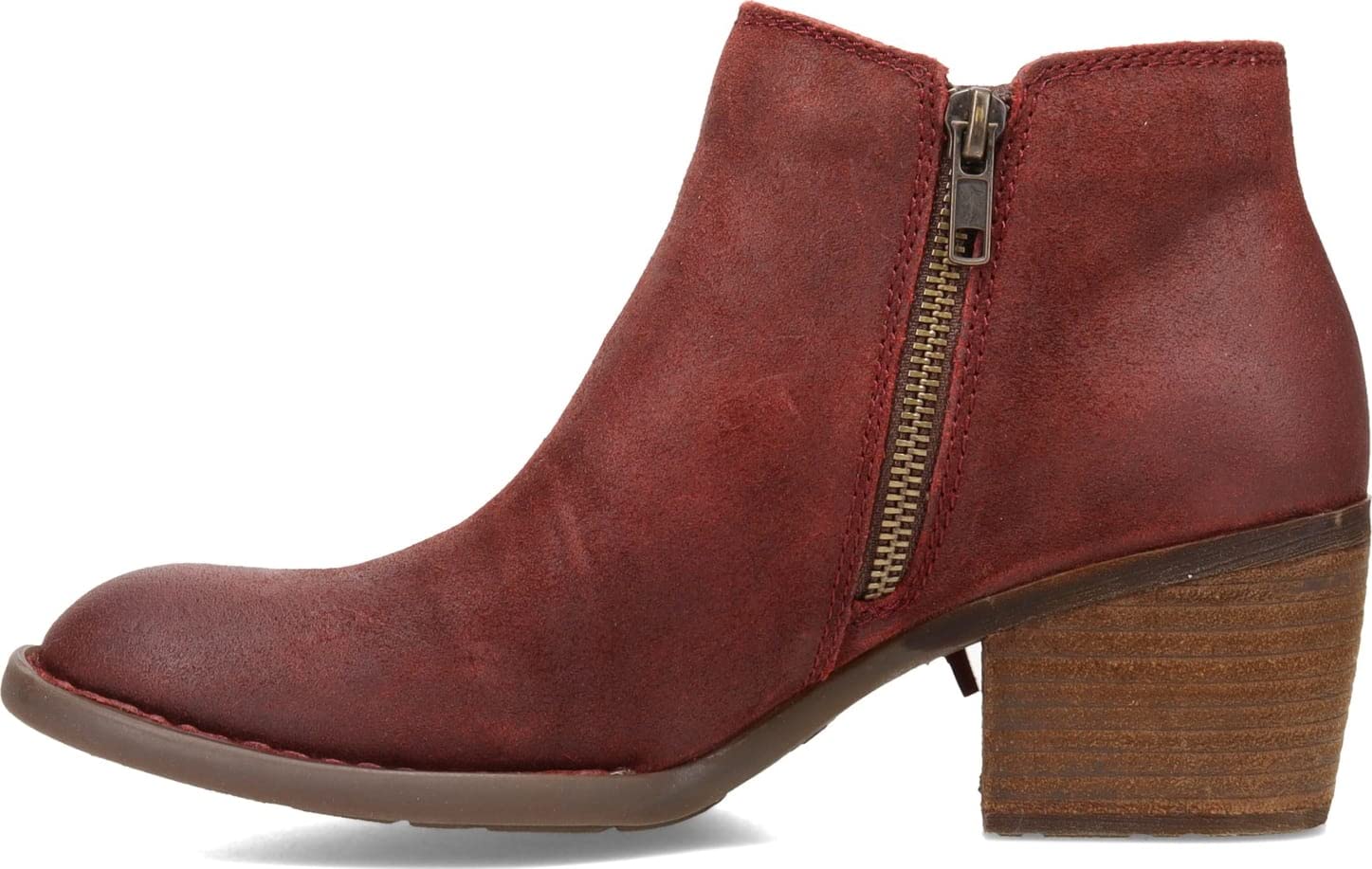 BORN Danni Women's Dark Red Leather Boots Size 8 M (US) - Stylish Ankle Boots for Fall & Winter Fashion