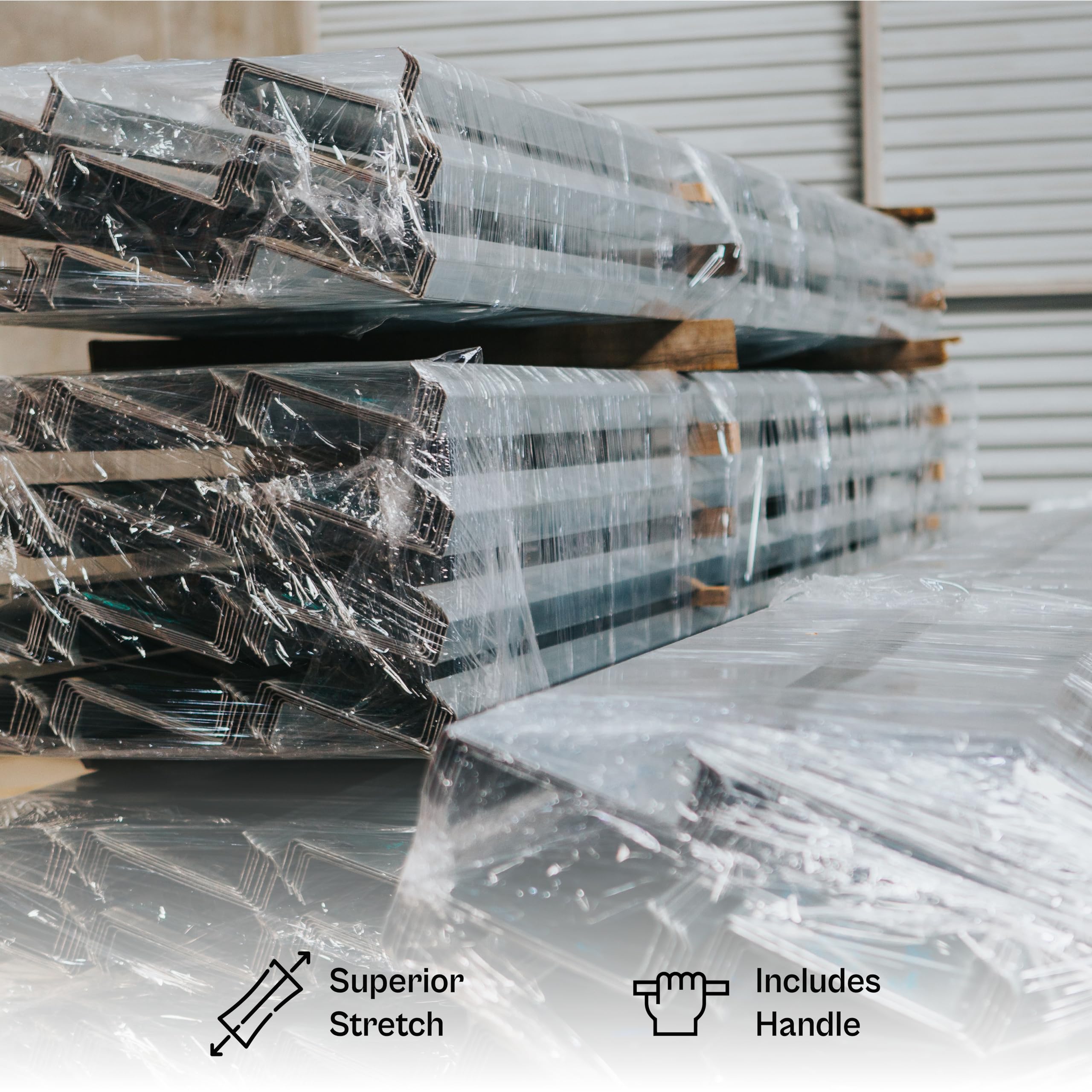 MMBM Blue Stretch Wrap with Handle - 36 Pack, 3 Inch x 1000 Feet, 80 Gauge Heavy Duty Plastic Pallet Wrap - Color Coded for Storage & Shipping - Ideal for Warehouse, Moving & Industrial Packaging