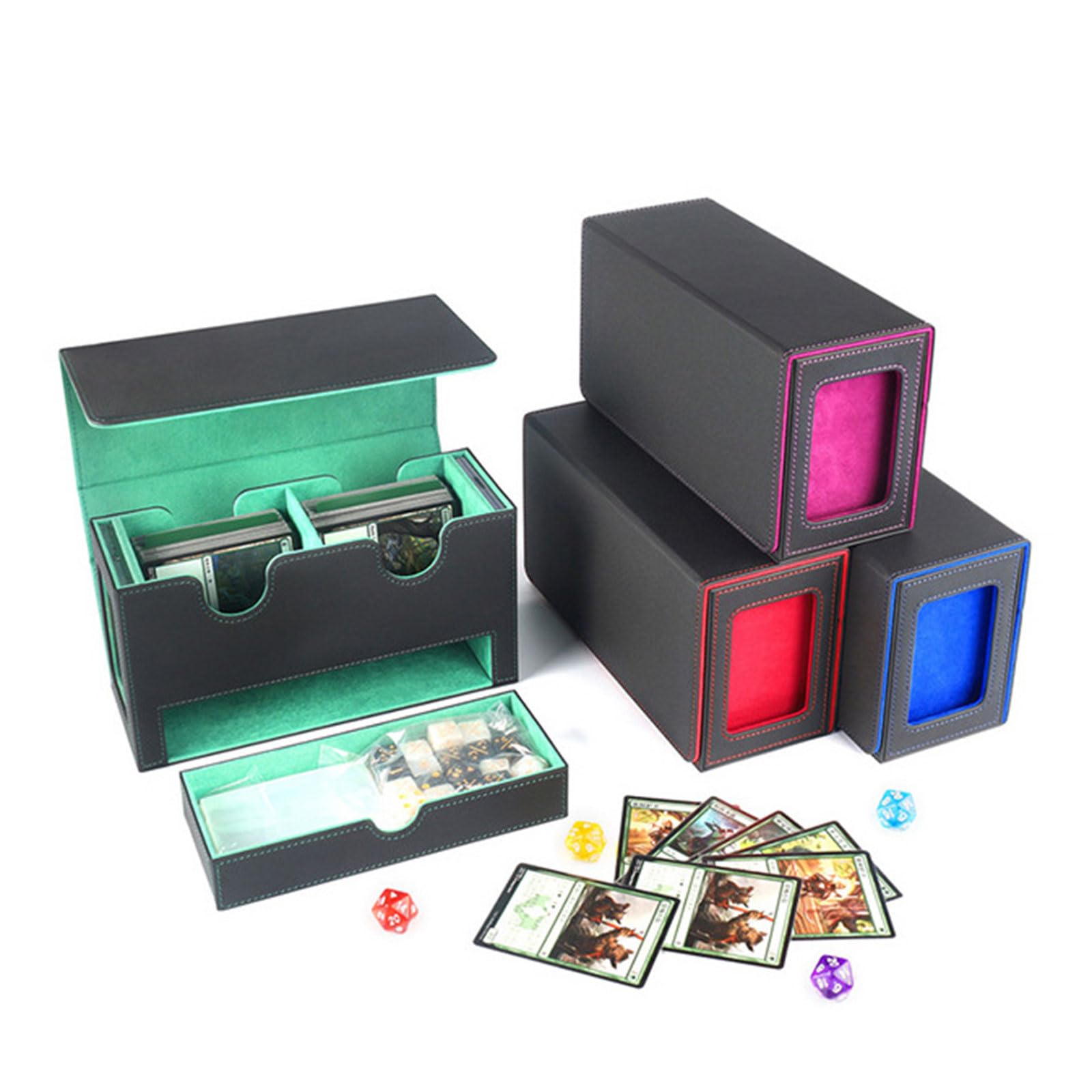 Premium PU Leather Trading Card Deck Box with Drawer - Organizer for Collectible Cards, Game Cards & Storage - Perfect for MTG, Pokemon, Yu-Gi-Oh! Players & Collectors