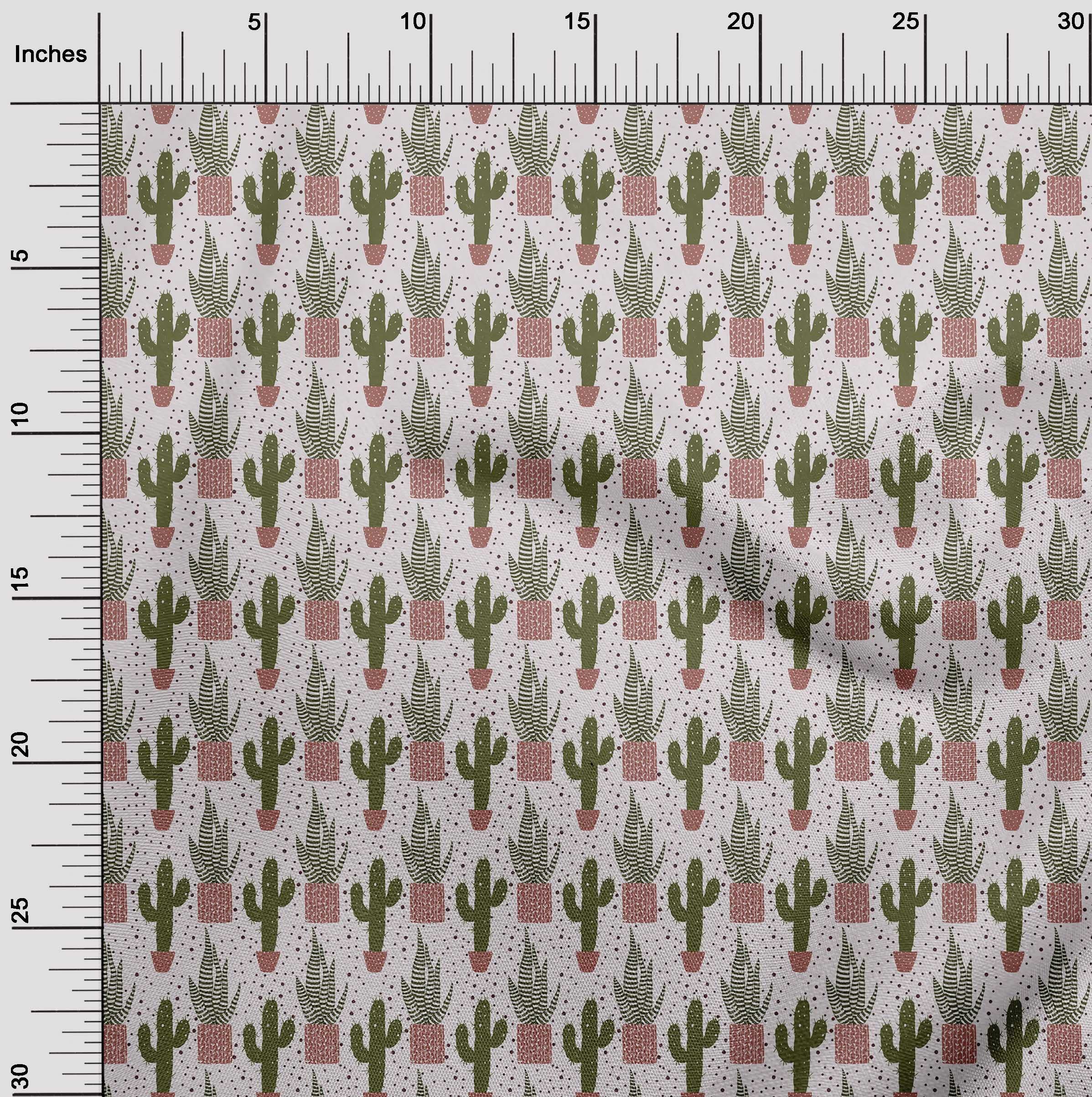 oneOone Polyester Spandex Pink Cactus Print Fabric - 56 Inch Wide Dress Material by The Yard (65% Polyester 35% Spandex) | Perfect for DIY Dresses, Skirts & Home Decor Projects