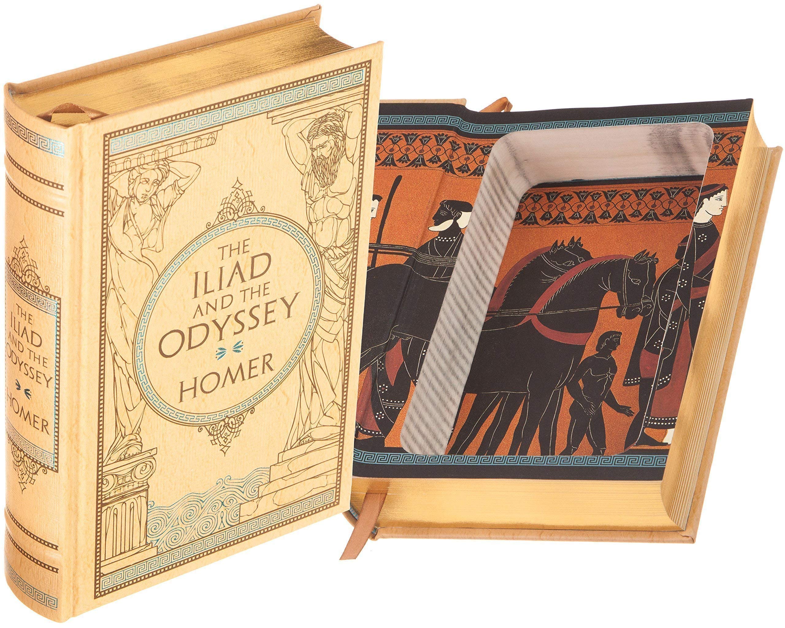 Leatherbound Book Safe - The Iliad & The Odyssey by Homer | Secret Storage for Valuables | Home Security & Travel Essentials