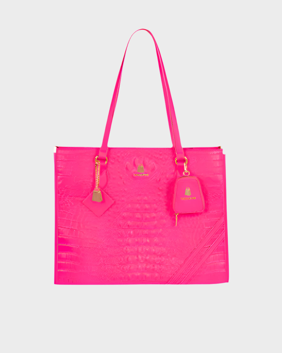 Apollo 2 Tote Bag - Waterproof & Lightweight Neon Pink Shopping Bag for Women - Perfect for Grocery, Beach, Gym & Travel