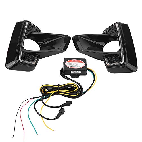 1 Pair Daytime Running Light - Car LED Yellow & White Two-Color DRL with Turn Signal & Fog Lamp Cover for Toyota Hilux 2018 | High Visibility Safety Lights for Day & Night Driving