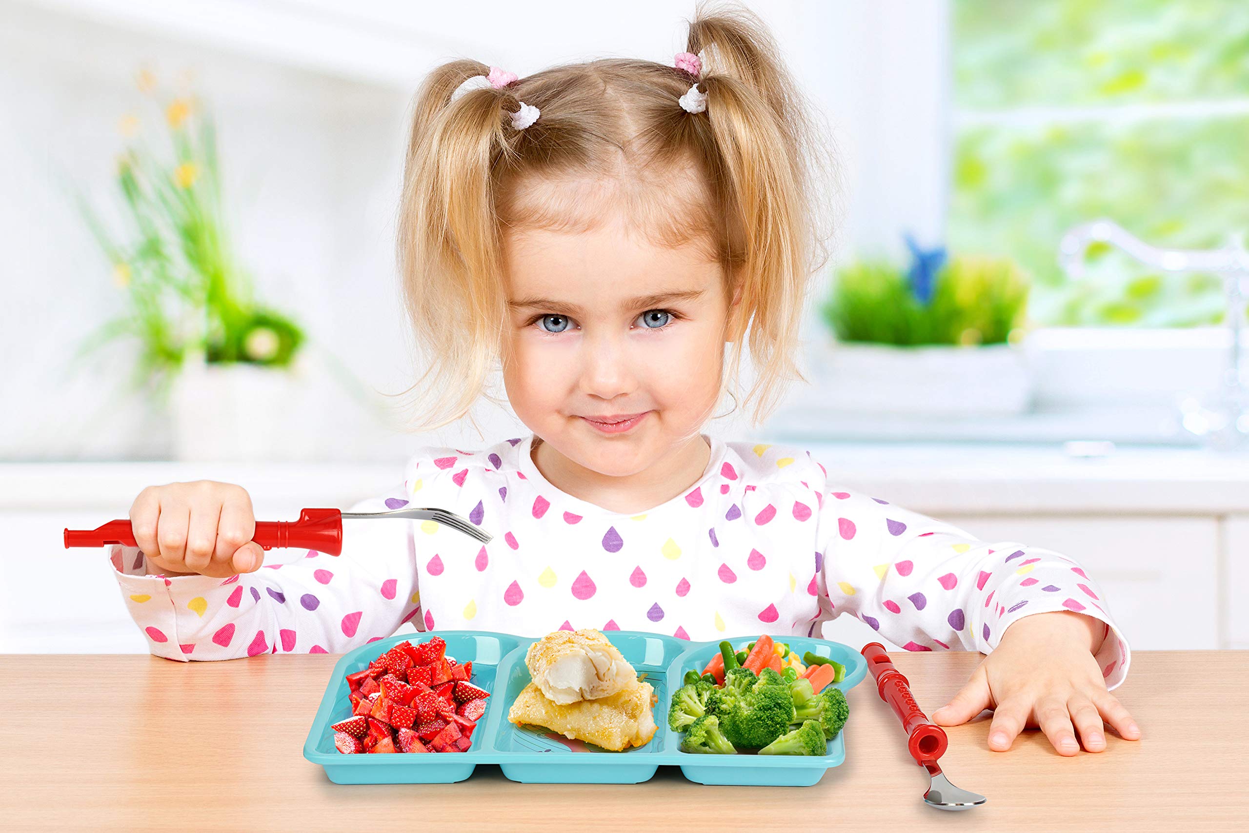 KidsFunwares Me Time Musical Dinnerware Set - Includes Functional Flute Spoon & Fork for Toddlers | Fun Learning Utensils for Mealtime & Music Play