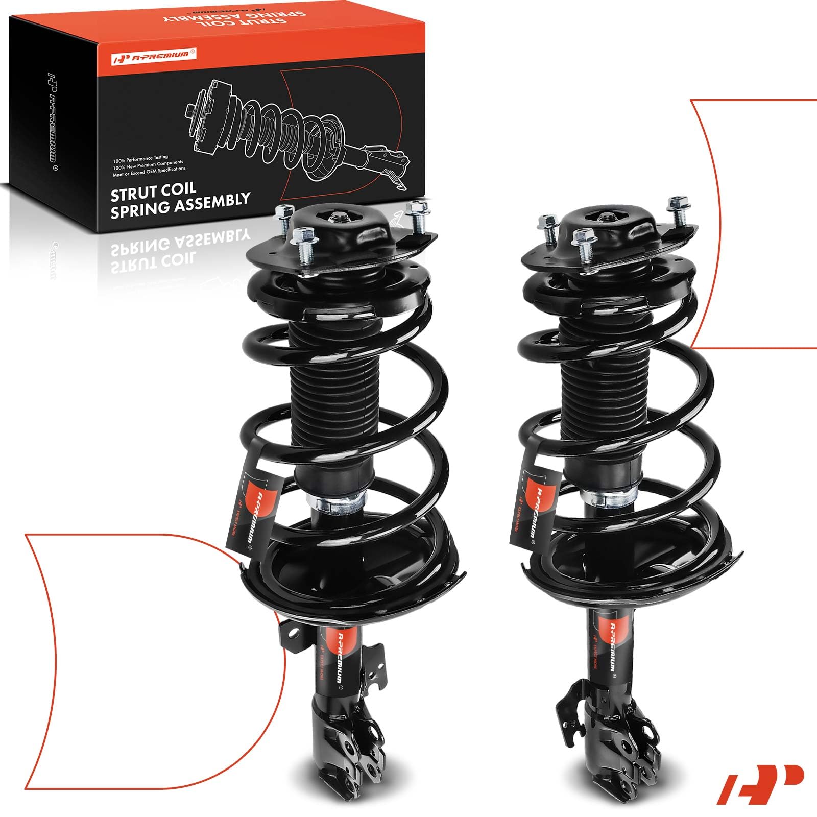 Premium Front Pair (2) Complete Strut & Coil Spring Assembly for Lexus RX330 2004-2006, RX350 2007-2009 & Toyota Highlander 2001-2007 - FWD Front Left & Right Replacement - Perfect for Smooth Ride & Suspension Repair