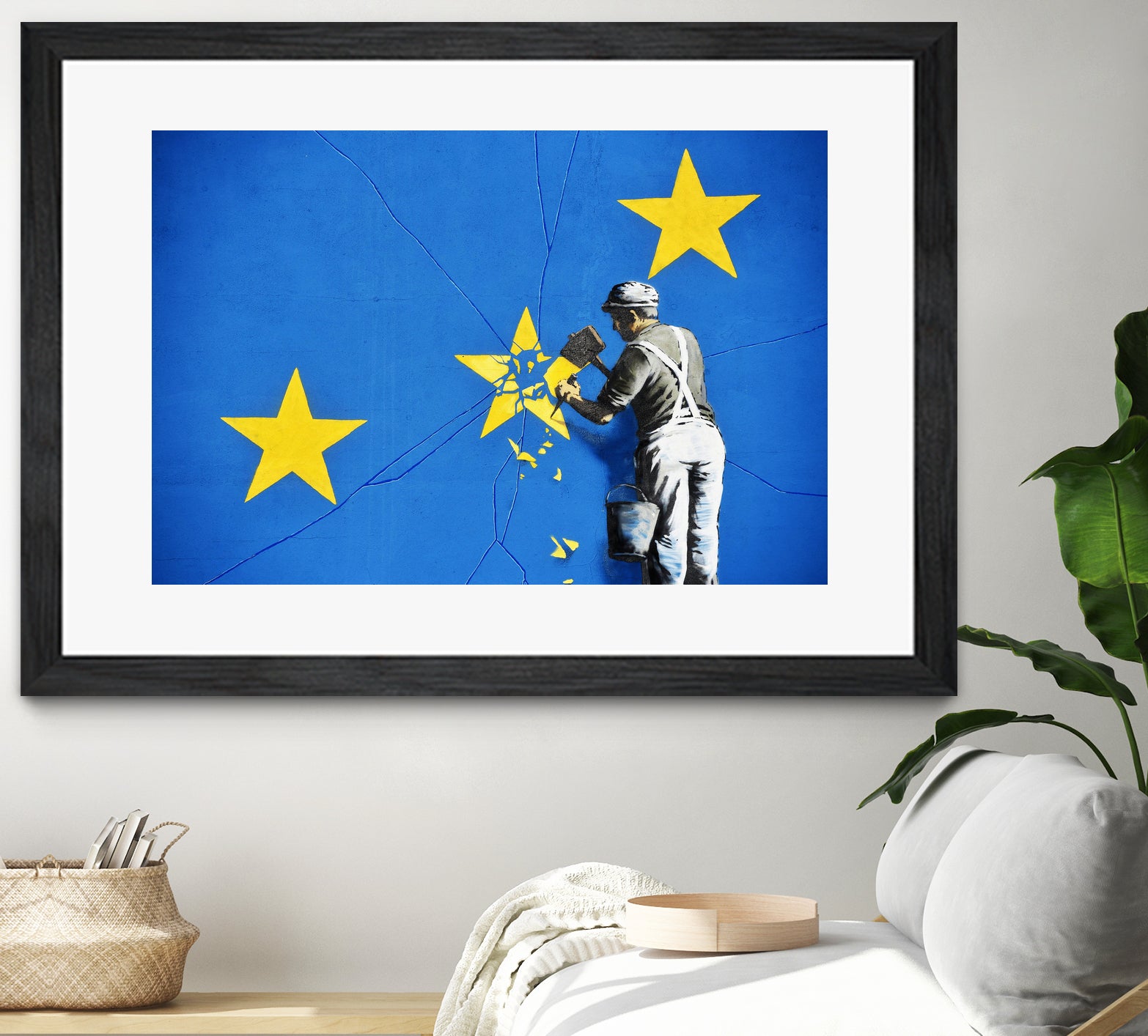 Banksy Euro Stars Art Print - Edited & Cut Version - Street Art Poster for Home, Office & Gallery Decor