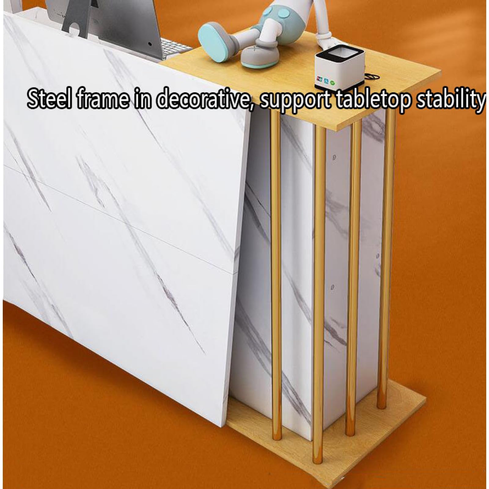 Modern Reception Desk with Counter & Storage - Office Computer Table with Drawers, Shelves & Large Cabinet - Perfect for Lobbies, Salons, Retail Stores & Home Offices (Space-Saving Design)