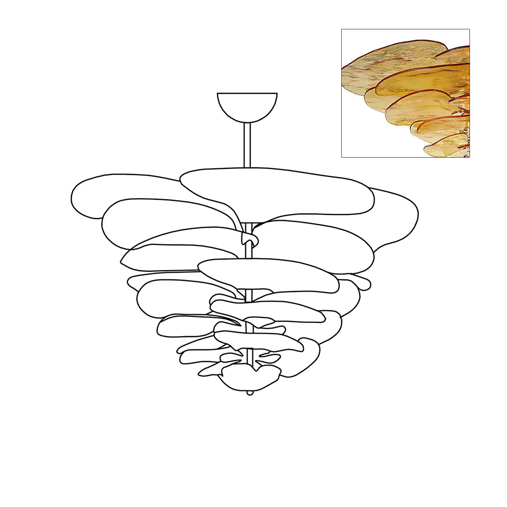Elegant Lilypad Glass Chandelier - Modern Crystal Ceiling Light Fixture for Dining Room, Living Room & Bedroom Decor | Perfect for Home Lighting and Interior Design