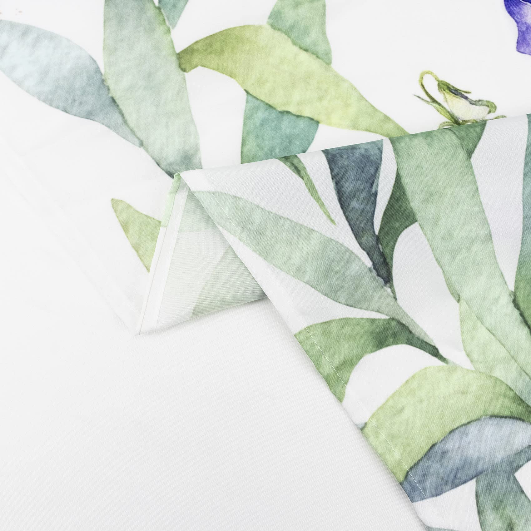 LB Purple Floral Shower Curtain with Green Eucalyptus Leaves - 72x72 Inch Waterproof Bathroom Curtain Set with Hooks | Nature-Inspired Botanical Watercolor Design for Modern Bathrooms & Spa-Like Retreats