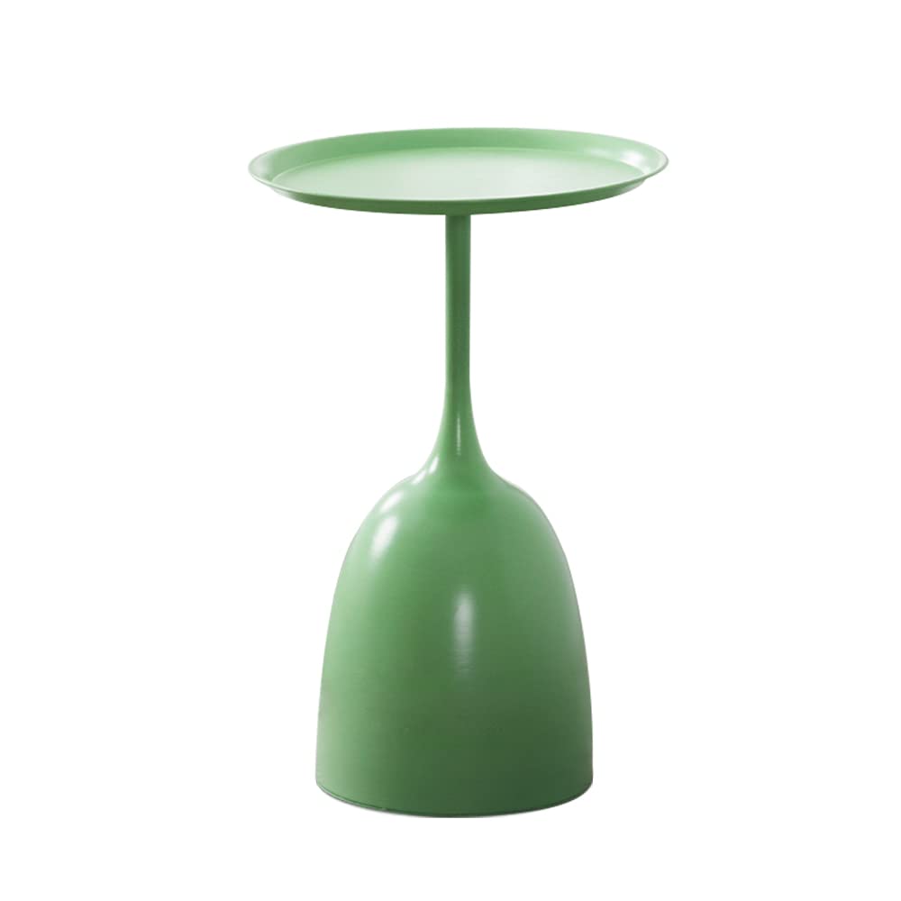 Round Metal End Table with Removable Tray - Waterproof Small Coffee Table & Side Table for Living Room, Bedroom, Balcony, Patio, Office - Perfect for Drinks, Books & Decor (Green)