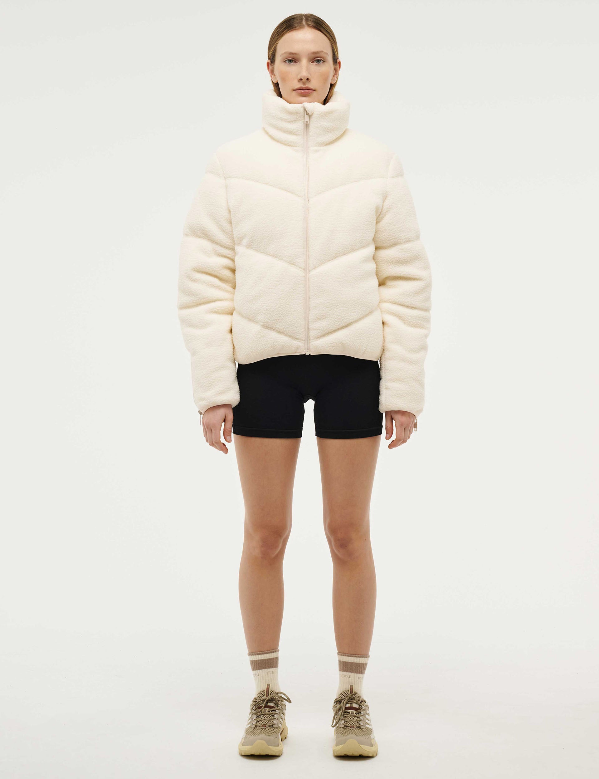 Fortune Sherpa Jacket for Women - Cozy Fleece Lined Winter Coat in Whisper White - Perfect for Outdoor Adventures and Casual Wear