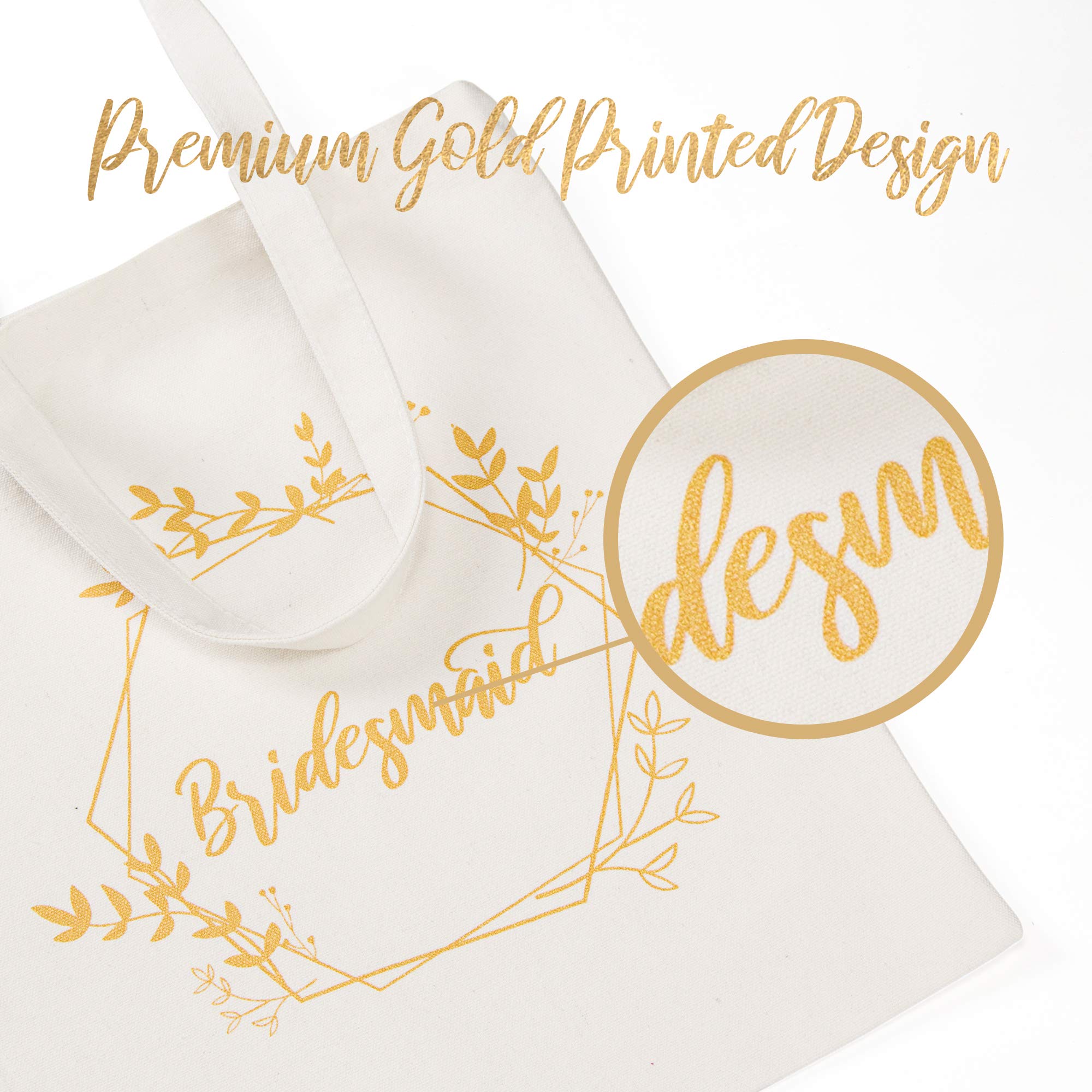 Pop Fizz Designs Bridesmaid Tote Bags Set - 5 Bridesmaid Bags + 1 Maid of Honor Bag (6-Pack) - Perfect for Weddings, Bachelorette Parties & Bridal Showers