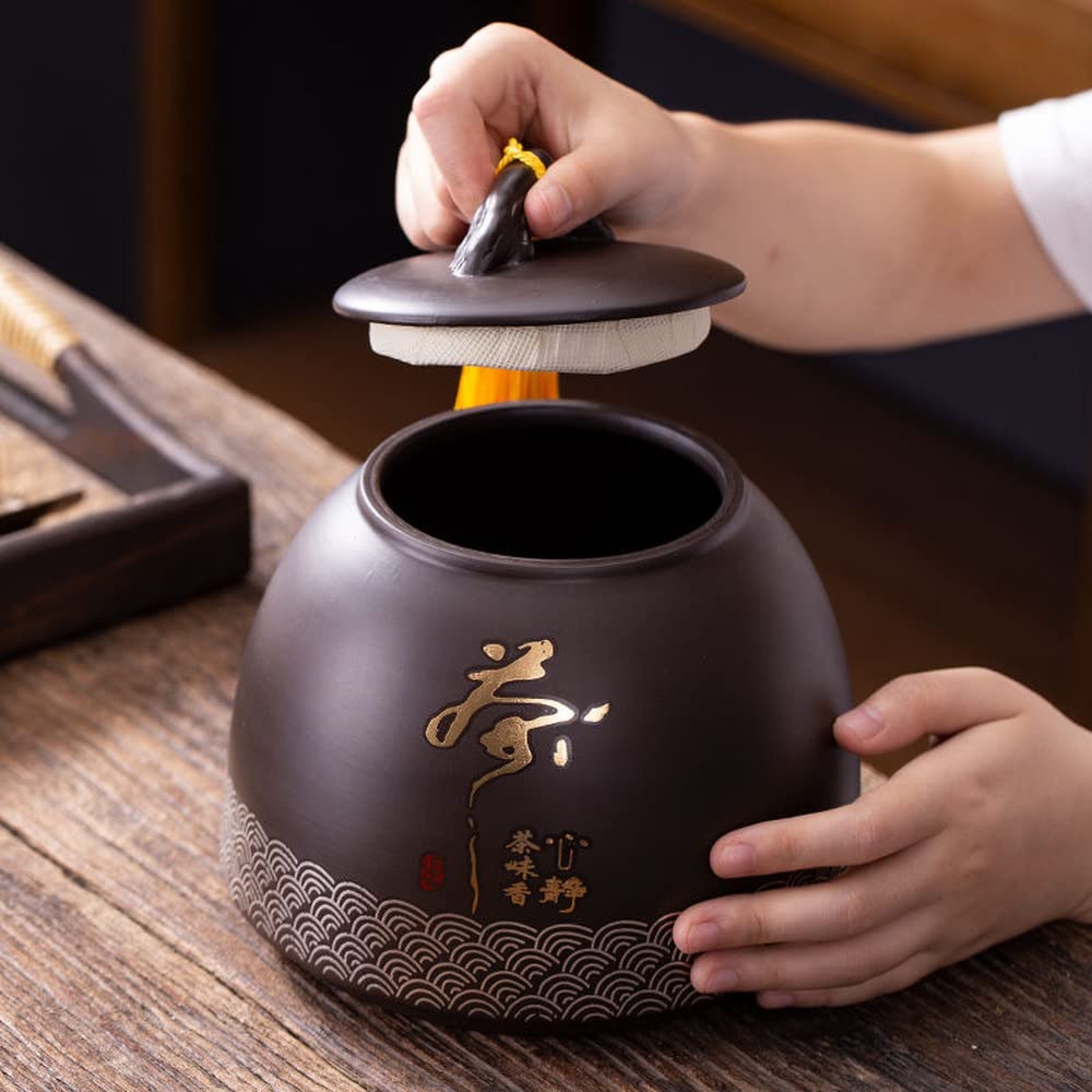 17.5cm Purple Clay Tea Caddy - Airtight Puer Tea Storage Jar with Wooden Lid, Traditional Kung Fu Tea Set for Brewing & Display | Perfect for Home, Office & Tea Ceremony Decor