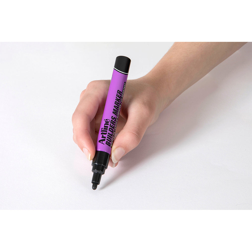 12PK Artline Builders Permanent Markers - 2.3mm Bullet Tip Black Ink - Industrial Strength, Waterproof & Fade-Resistant - Ideal for Construction, Labeling & DIY Projects
