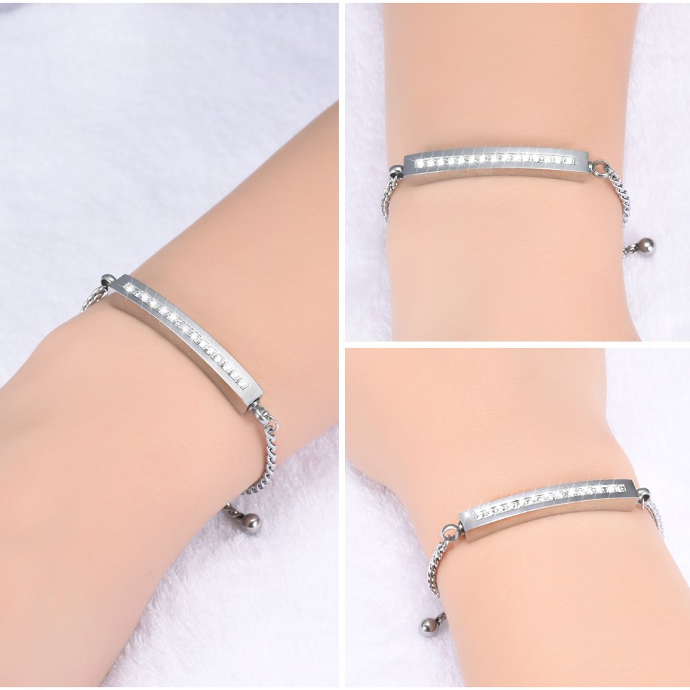 Shiny Crystal Cremation Bracelet for Women - Memorial Jewelry with Cube Urn Locket for Ashes - Keepsake Gift for Loved Ones (Perfect for Remembrance & Special Occasions)