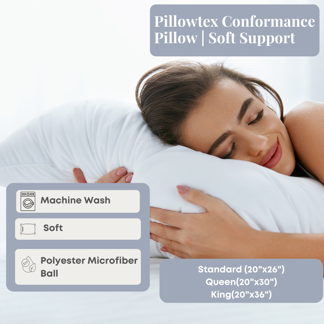 Pillowtex Conformance Pillow - Ultra Soft & Supportive Memory Foam Pillow for Neck & Back Pain Relief | Perfect for Side, Back & Stomach Sleepers | Home & Travel Use