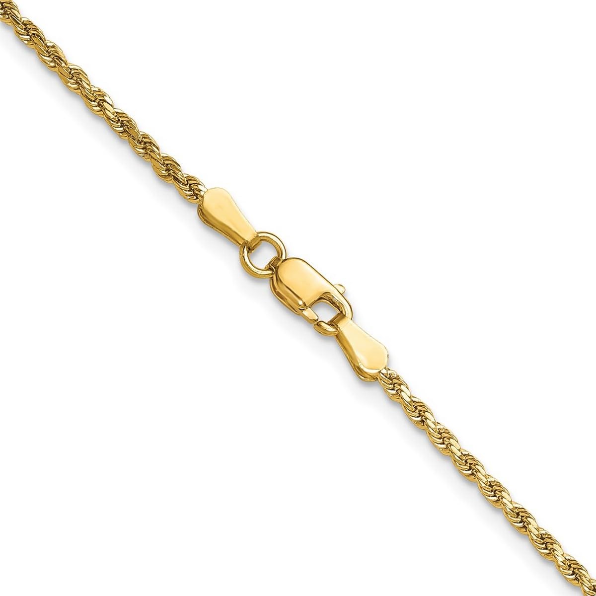 14K Gold 2mm Sparkle Cut Rope Chain Necklace for Women & Men - Durable Semi-Solid Jewelry for Everyday Wear, Gifts & Special Occasions