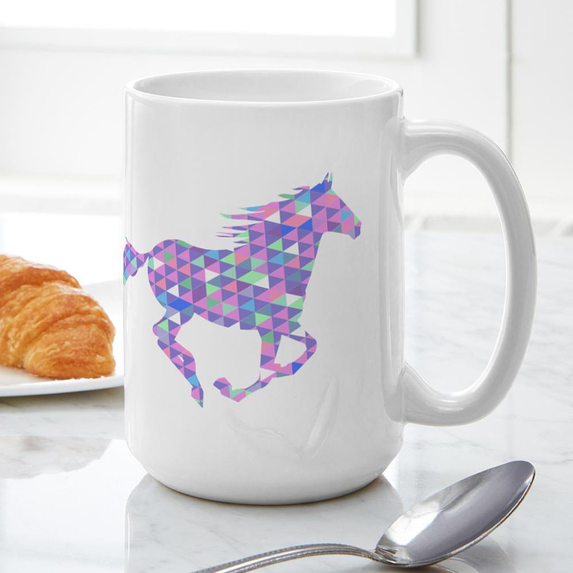 Premium 15 oz (444 ml) Ceramic Coffee Mug with Running Horse Design - Perfect for Home, Office & Gifts