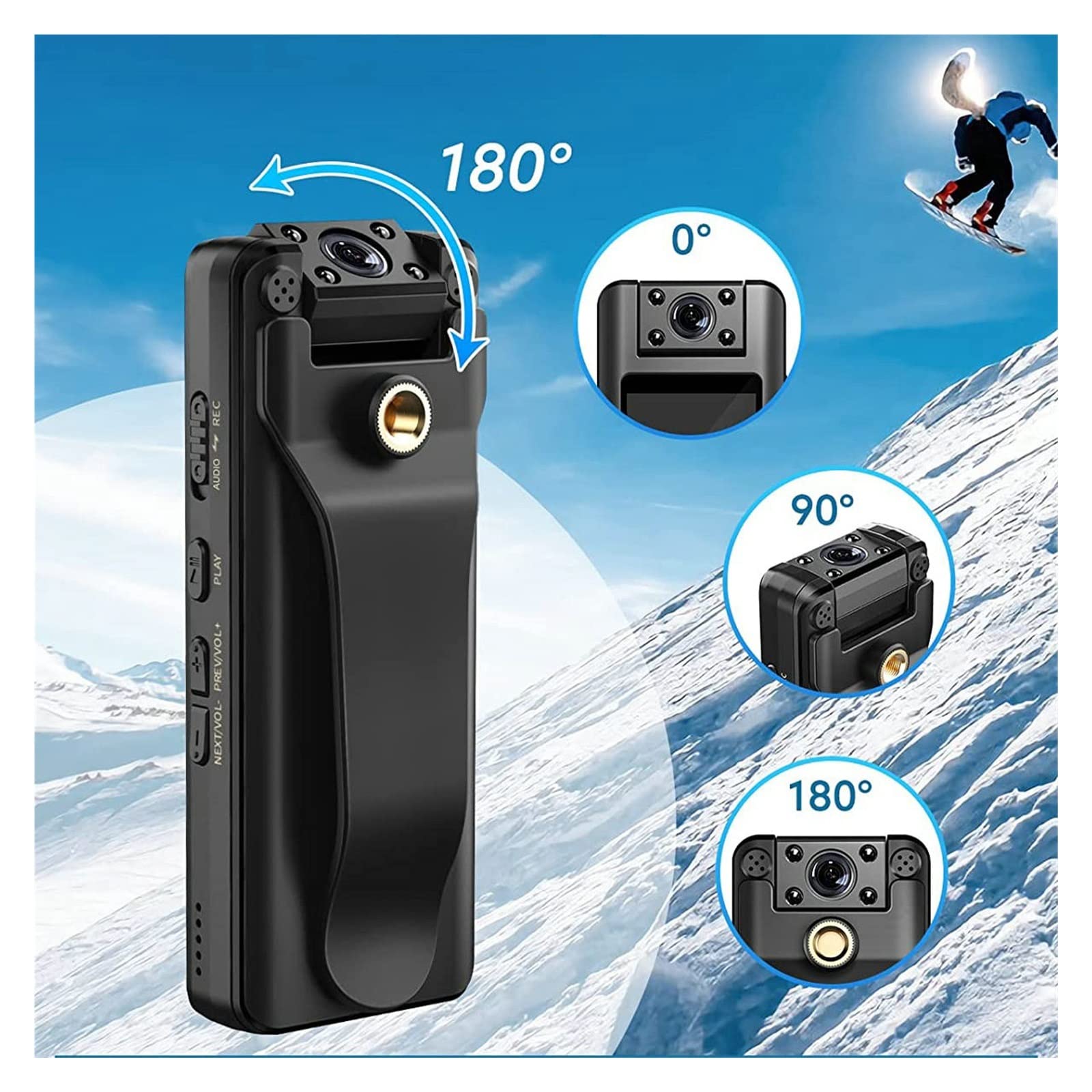 4K Action Camera with 2200mAh Battery - Waterproof Sports DV, Night Vision & Motion Detection - 64GB Mini Body Camera for Cycling, Police Work & Outdoor Adventures