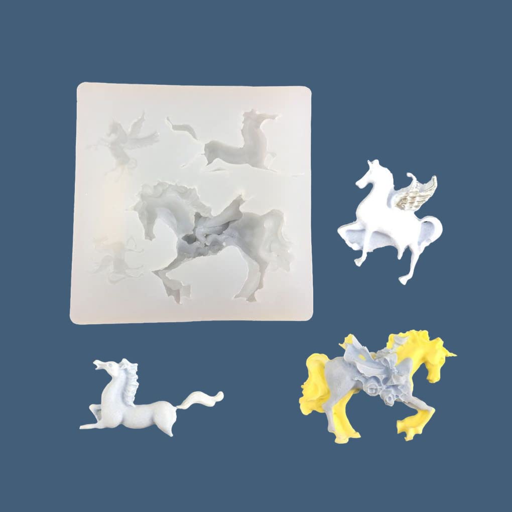 FineInno 2-Piece Unicorn & Pegasus Silicone Resin Molds for DIY Jewelry Making, Epoxy Casting, Handmade Crafts - Perfect for Resin Art, Keychains, Pendants & Home Decor