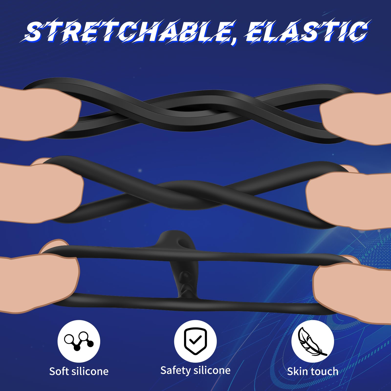 9-Size Silicone Vibrating Cock Ring Set for Stronger & Longer Erections - Stretchy Penis Rings for Men & Couples - Enhance Pleasure & Intimacy in Bedroom & Spice Up Your Sex Life