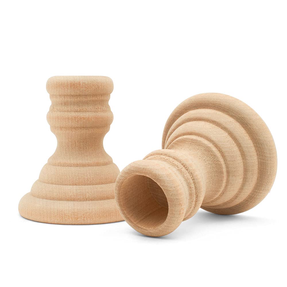 Unfinished Wood Country Candle Holders - 2-5/8 Inch Rustic Candle Cups with 7/8 Inch Taper Candle Hole - Pack of 25 for DIY Wedding, Christmas & Home Decor - Handmade by Woodpeckers