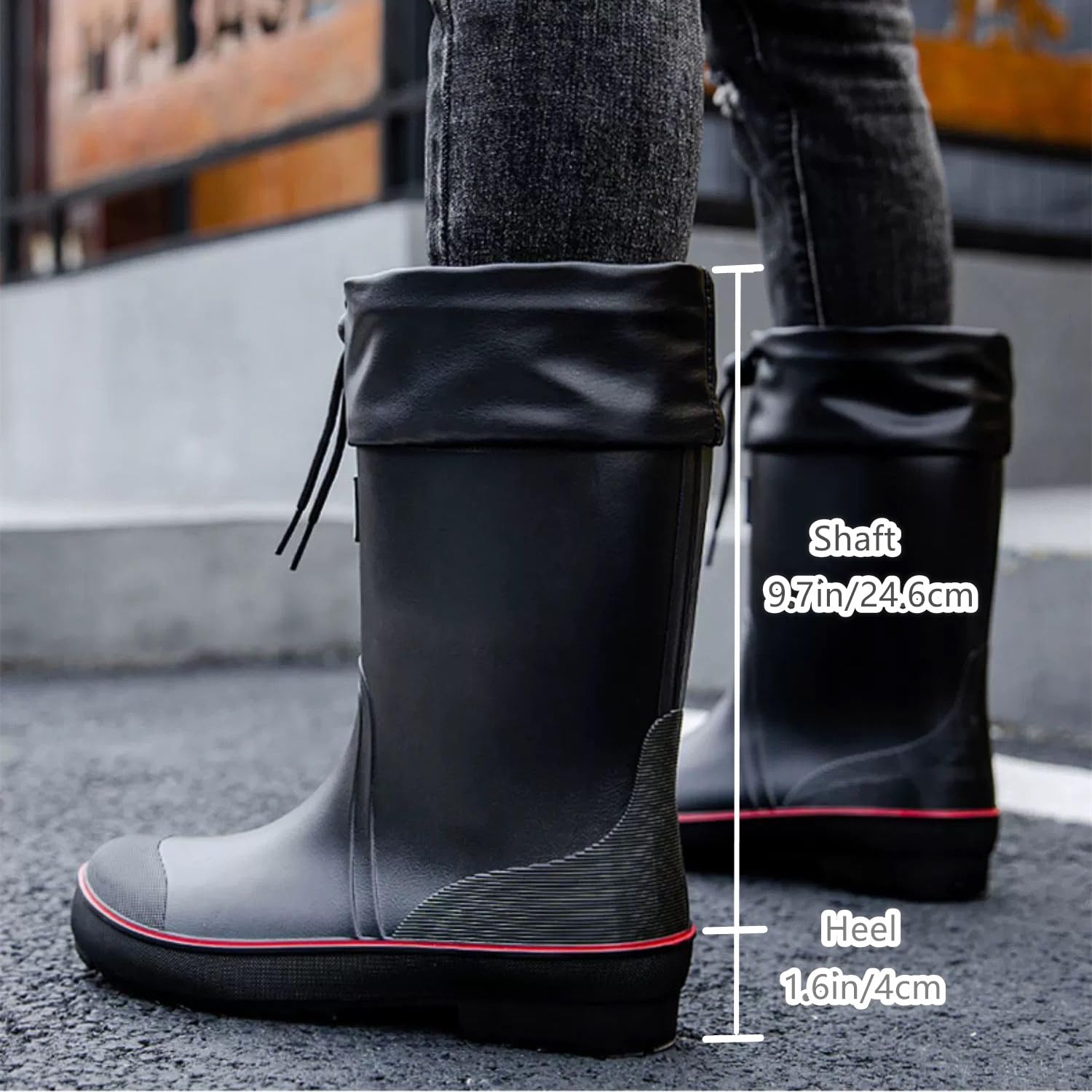 **Men's Waterproof PVC Rubber Rain Boots - Lightweight Comfortable Mid-Calf Outdoor Mud Boots for Gardening, Fishing, Yard & Farm Work - Ideal for Wet Weather, Puddles & Outdoor Chores**