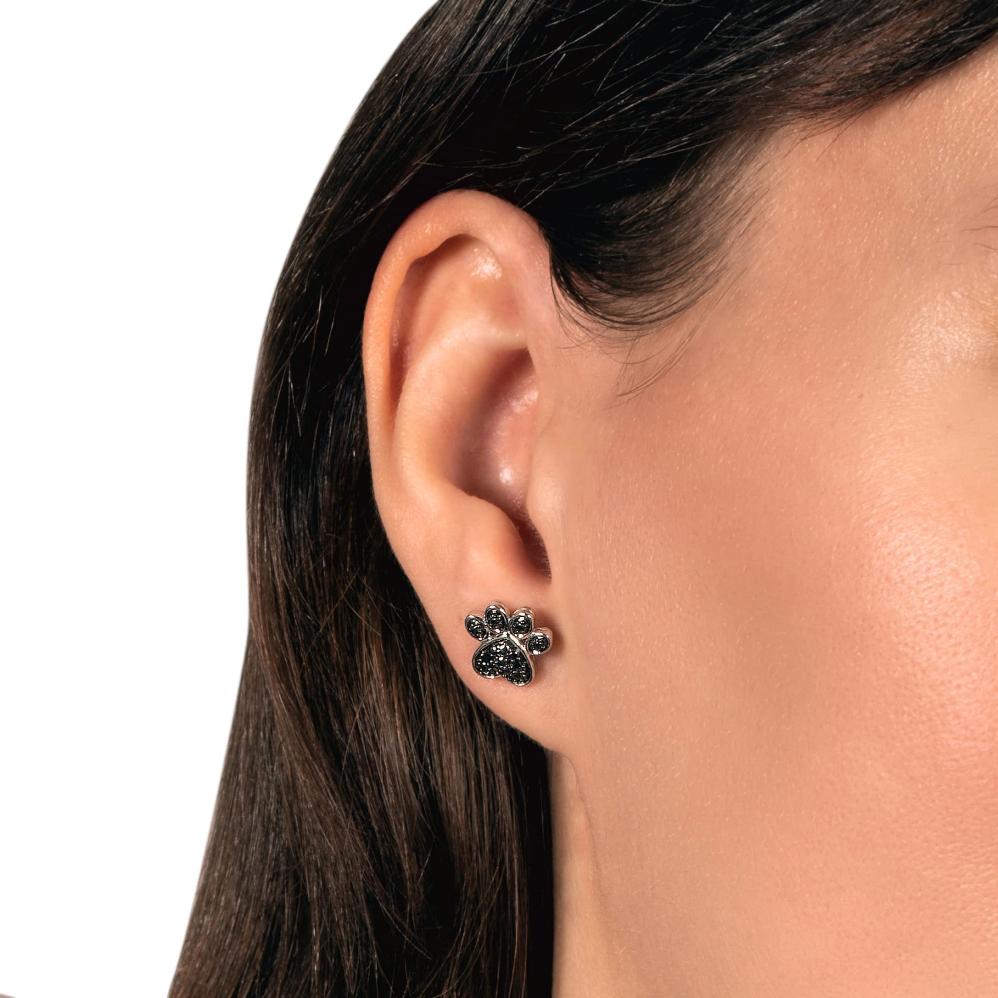 Jewelili Sterling Silver Dog Paw Stud Earrings & Pendant Set - Perfect for Pet Lovers, Animal Jewelry Gift for Women - Great for Daily Wear, Special Occasions & Dog-Themed Parties