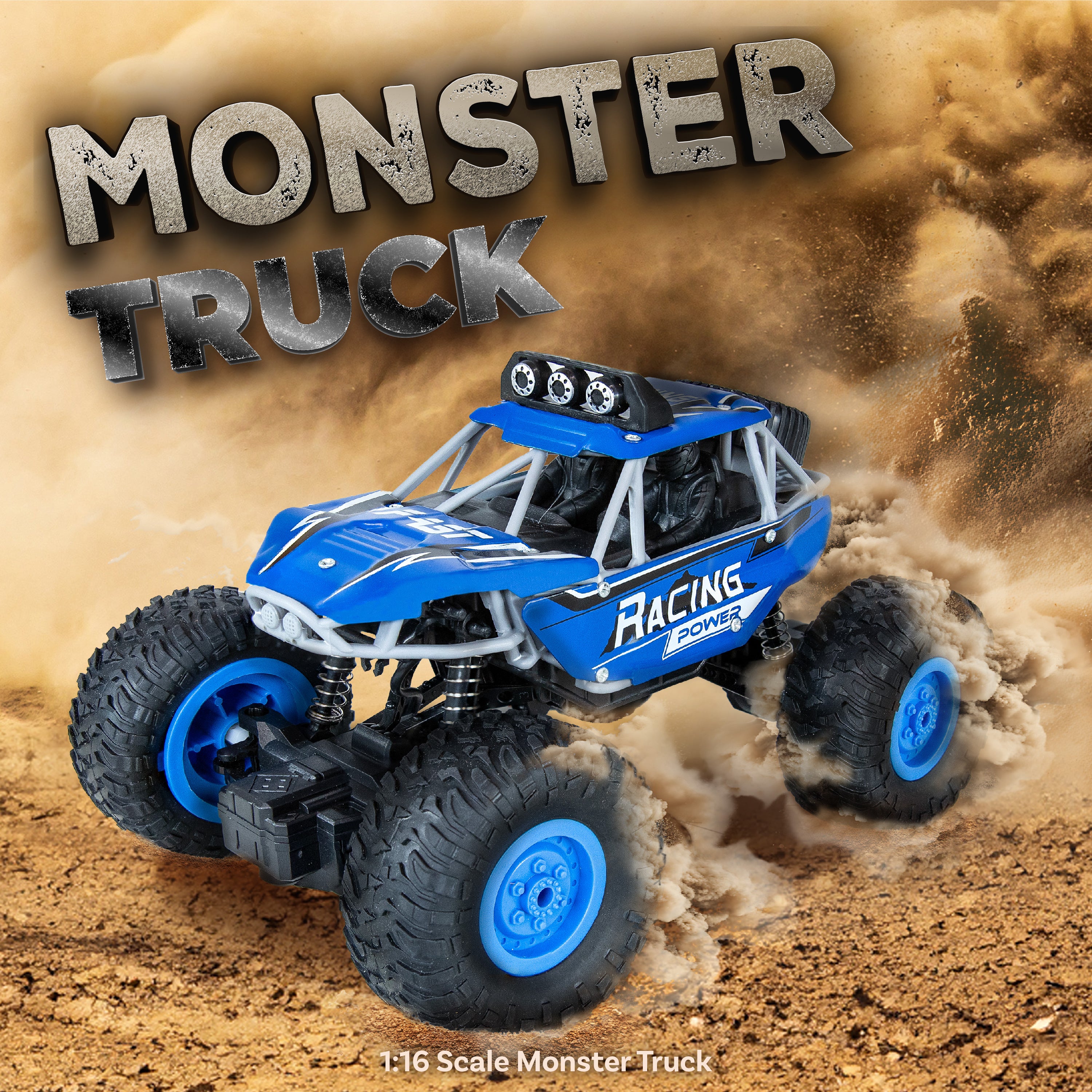 Sunnydaze Monster Truck Remote Control Car for Kids - 1:16 Scale 4WD Off-Road RC Truck with 2.4GHz Wireless Remote - Perfect for Outdoor Play, Backyard Racing & Birthday Gifts