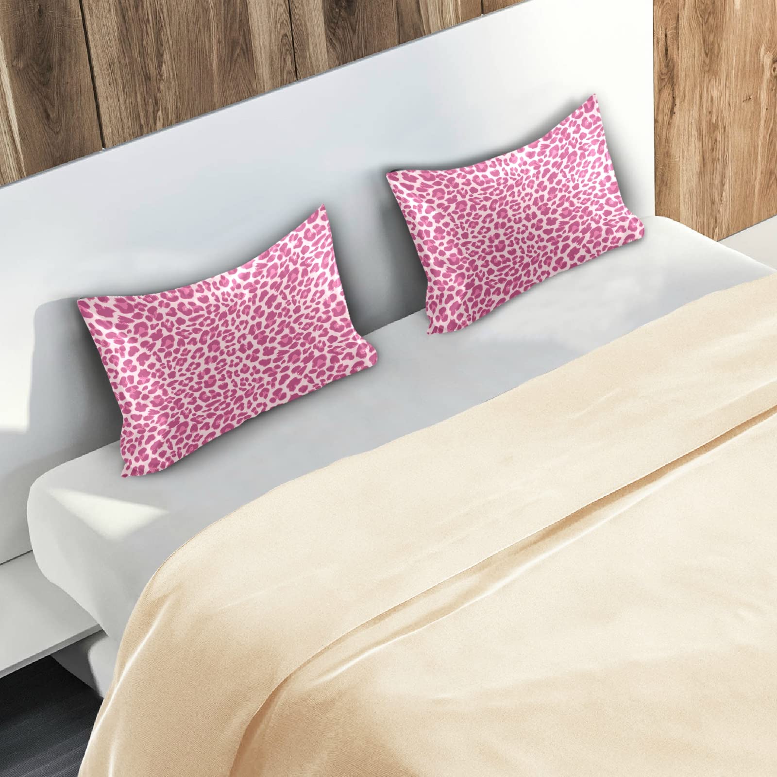 ALAZA Satin Pillowcase for Hair and Skin - Soft Pink Leopard Print Pillow Cover 26x20 Inches | Reduces Frizz & Wrinkles | Perfect for Bedroom Decor, Gift & Travel
