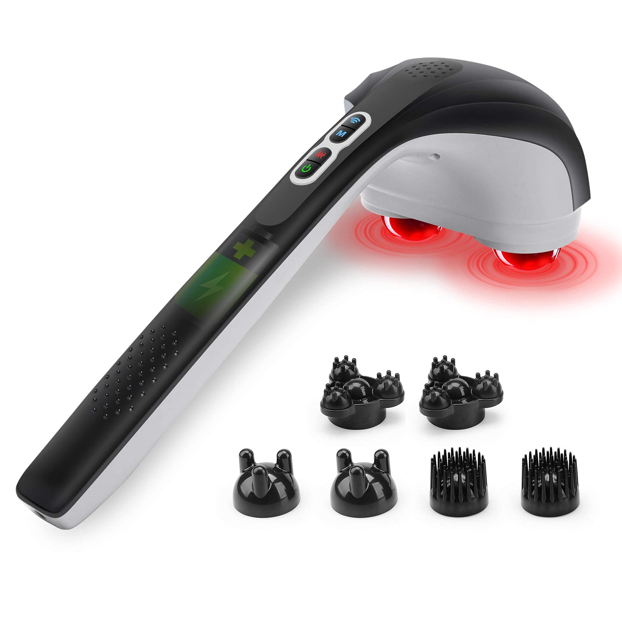 Snailax Cordless Handheld & Foot Massager with Heat - Deep Tissue Percussion & Shiatsu Massage for Back, Legs, Feet - Rechargeable Portable Massager for Home, Office, Travel & Pain Relief