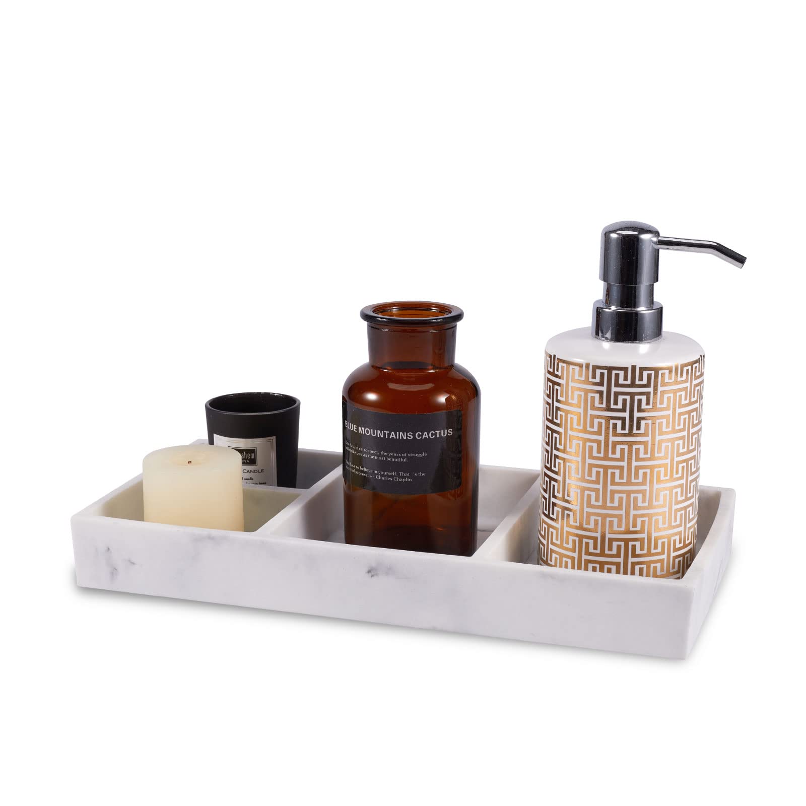 Elegant Resin Bathroom Vanity Tray - Rectangle Perfume & Jewelry Organizer for Dresser, Countertop - Perfect for Bathroom, Bedroom, Living Room & Kitchen Decor