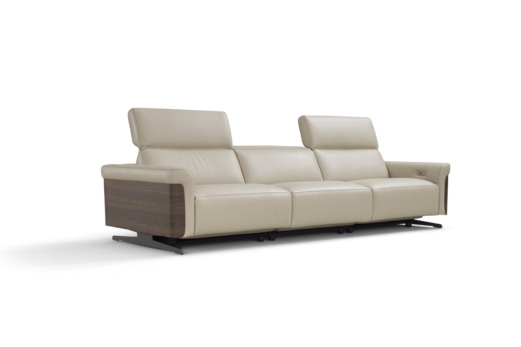 INCANTO I803 Extra Large Sofa 119L with Walnut Arm Accents & 3 Power Recliners – Premium Comfort for Living Room, Home Theater & Family Gatherings